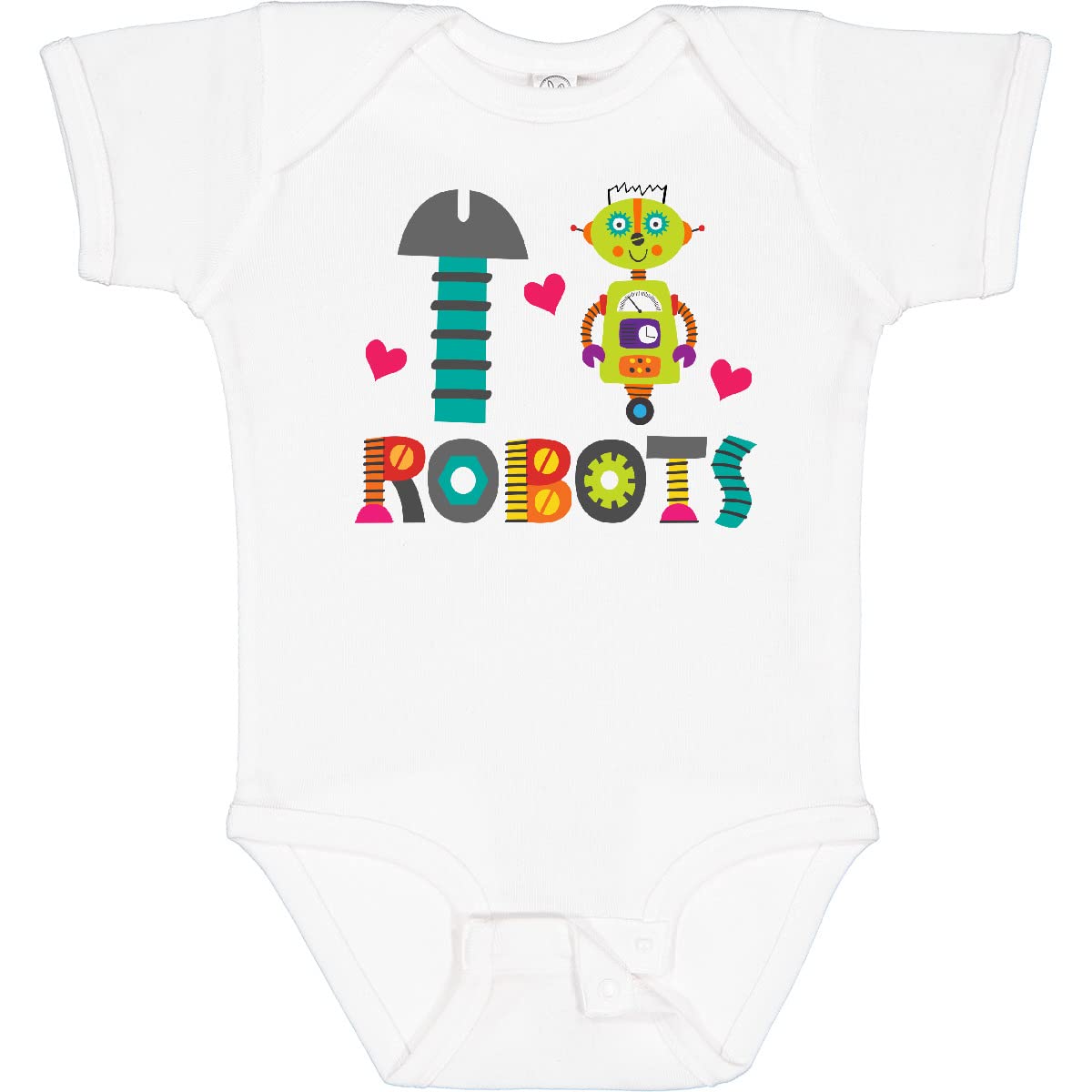 Inktastic Robotics I Heart Robots Baby Bodysuit - Cute Robot Graphic Onesie for Infants & Toddlers - Perfect for STEM Lovers, Birthday Gifts & Playdates