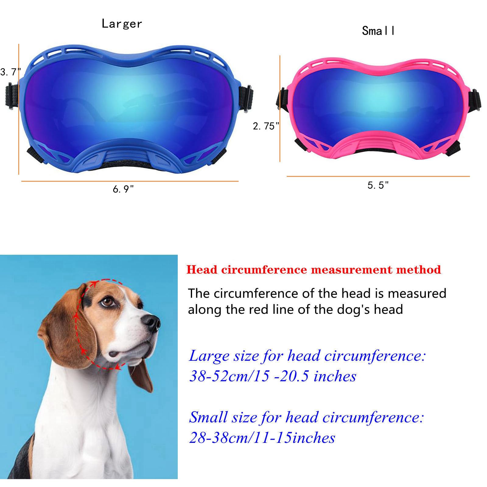 UV Protection Dog Goggles for Large Breeds - Windproof, Dustproof, Snowproof Sunglasses for Medium to Large Dogs - Black Frame & Gray Lens (Large) - Perfect for Hiking, Skiing, and Outdoor Adventures