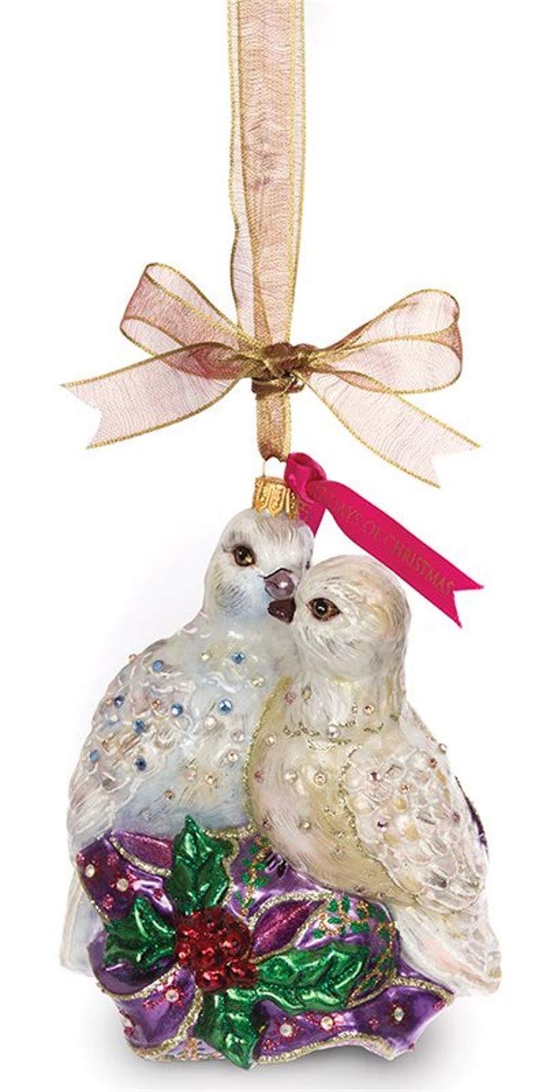 Jay Strongwater Blown Glass Two Turtle Doves Christmas Ornament - Elegant Holiday Decor for Wedding, Anniversary & 12 Days of Christmas - Perfect for Tree Decorations, Gift Giving & Festive Home Decor