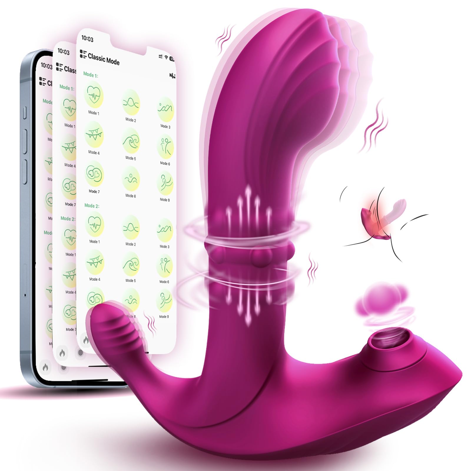 Premium Rechargeable Vibrator for Women - 26 Patterns & 20 Speeds APP Controlled Thrusting Dildo with Clitoral Stimulator | G-Spot Massager for Solo Play & Couples Use | Waterproof Adult Toy for Enhanced Pleasure