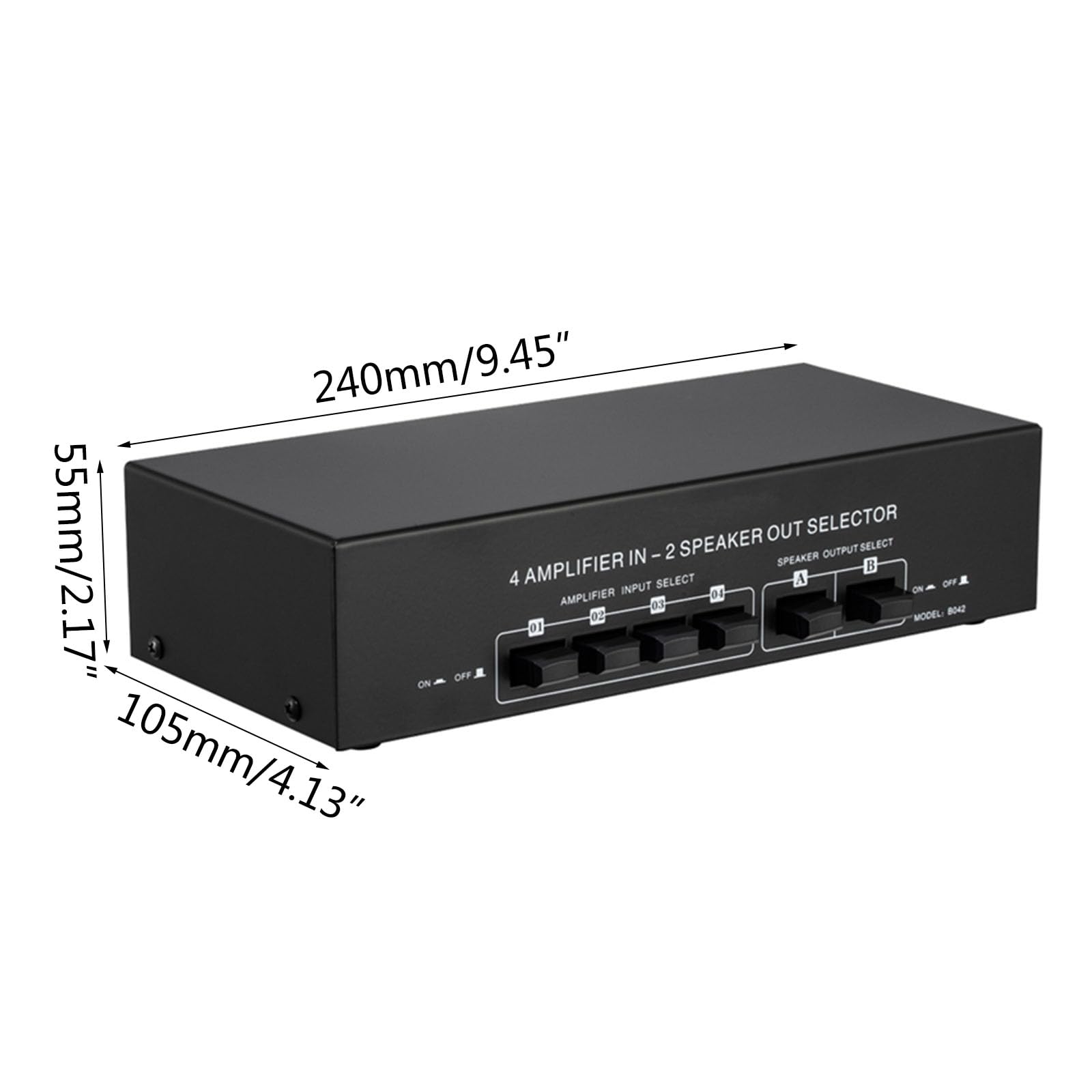 4 In 2 Out Speaker Selector Switch Box - High Power Amplifier Receiver Splitter for Multi-Room Audio System - Perfect for Home Theater, Office, and Studio Setup