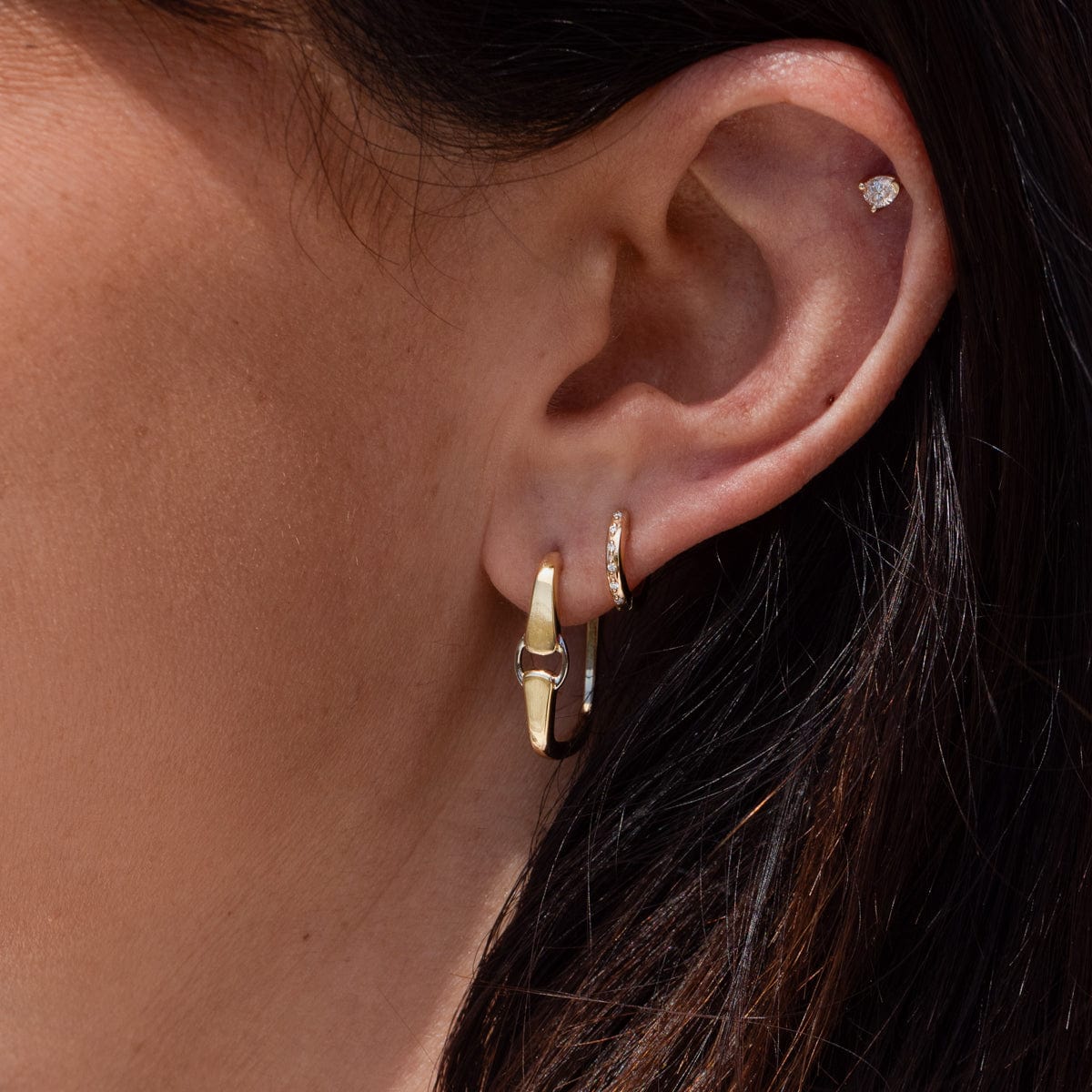 Two Tone Buckle Earrings for Women - Trendy Gold & Silver Hoop Earrings - Perfect for Casual Wear, Parties & Everyday Fashion