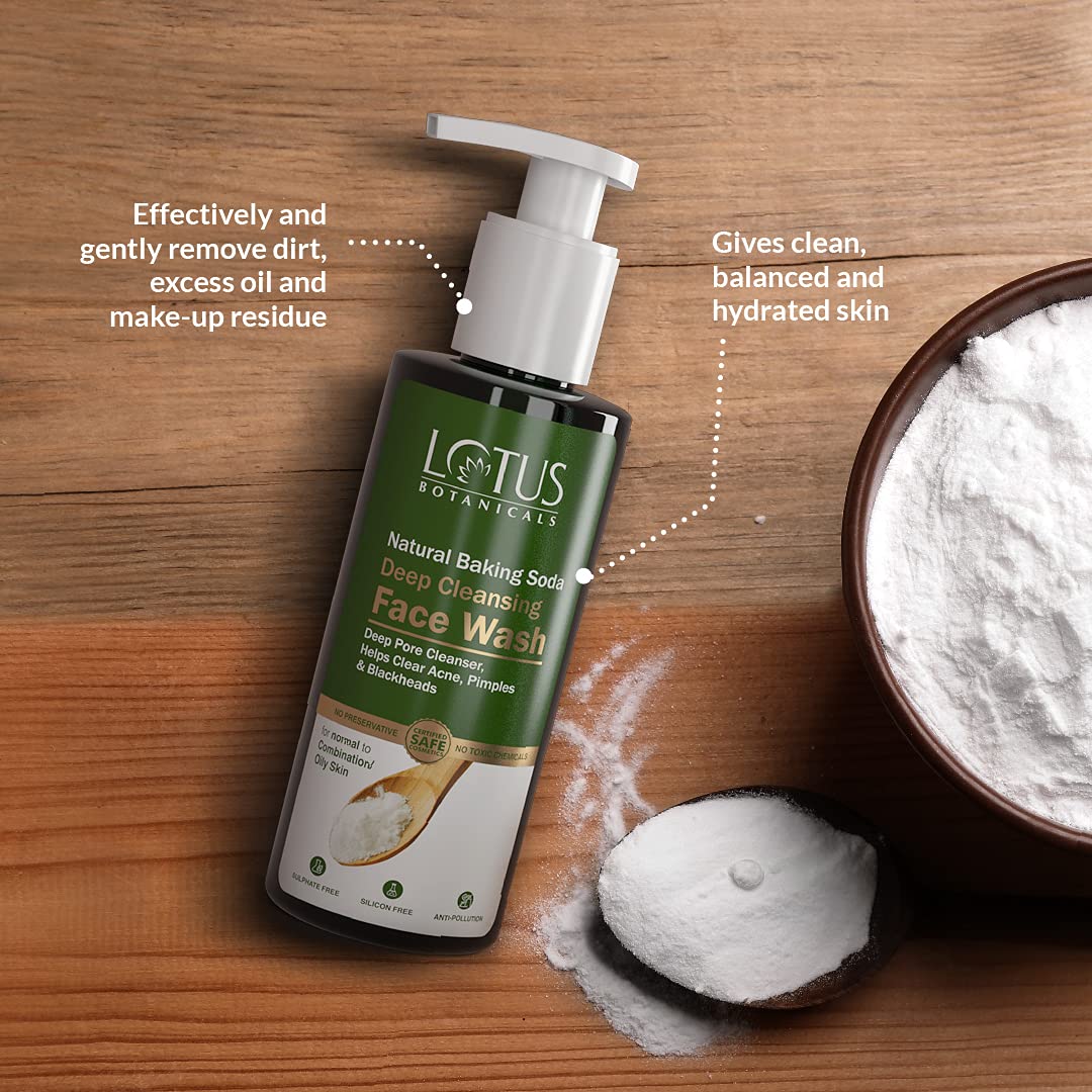 Lotus Botanicals Baking Soda Anti-Acne Treatment Kit | Natural Face Wash & Exfoliating Scrub for Clear Skin | Perfect for Daily Skincare & Acne-Prone Skin