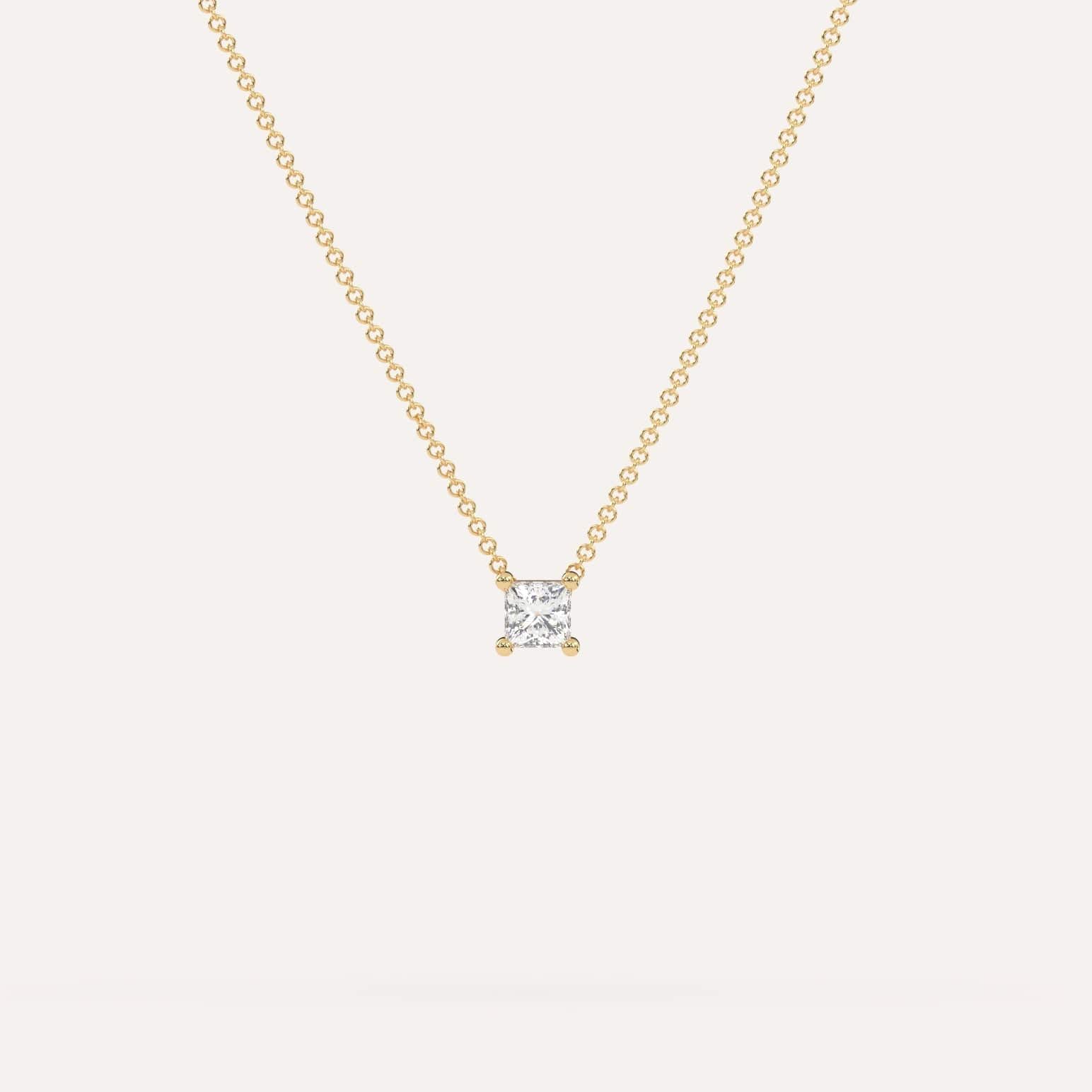 1/4 Carat Princess Cut Floating Diamond Necklace for Women - Elegant Dainty Pendant for Everyday Wear & Special Occasions