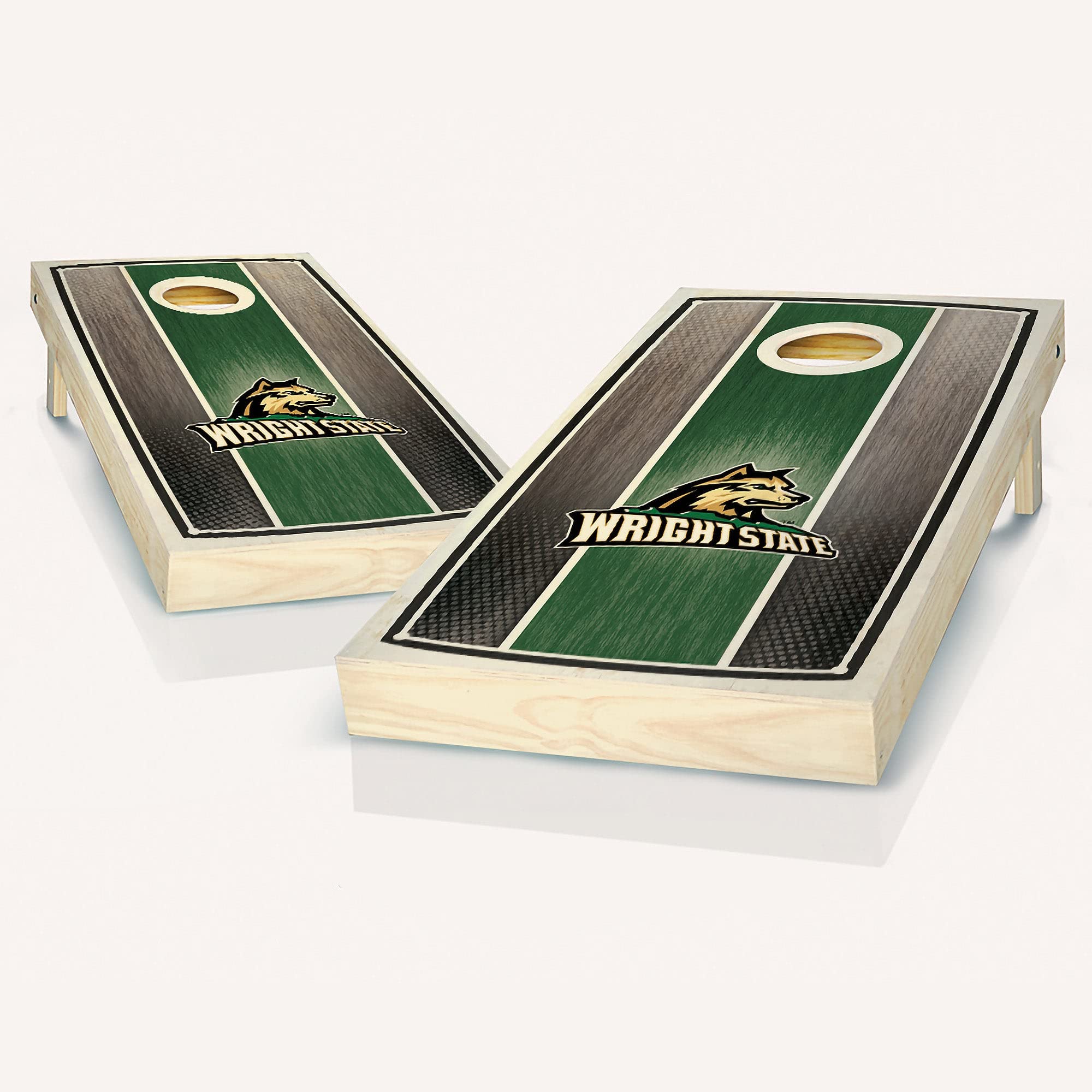 Premium Wright State Stained Stripe Cornhole Game Set - 2 Regulation Wooden Boards & 8 All-Weather Bean Bags | Perfect for Tailgating, Backyard BBQs, College Parties & Outdoor Family Fun