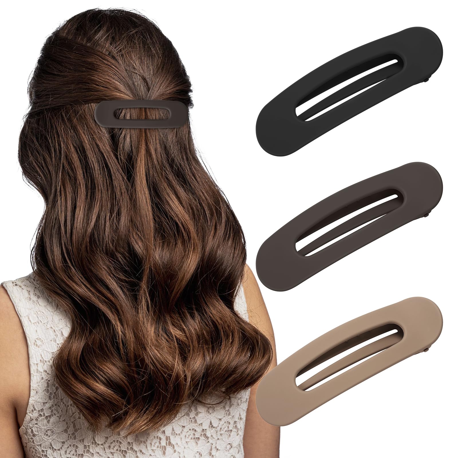Sightor Flat Hair Clips for Women - 3 Pack French Style Lay Flat Claw Clips for Thick & Thin Hair - Perfect for Work, Gym, and Everyday Hairstyles