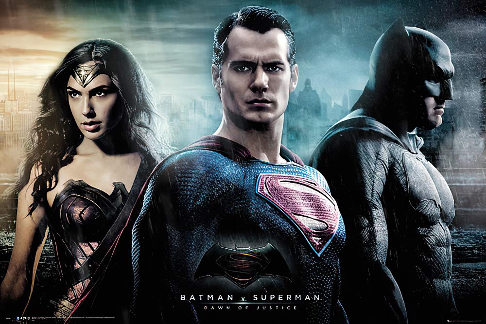 Batman vs. Superman: Dawn of Justice Movie Poster Print - 36x24 Inch Wall Art Featuring Batman, Superman & Wonder Woman - Perfect for Home Theater, Comic Book Room & Superhero Fan Decor