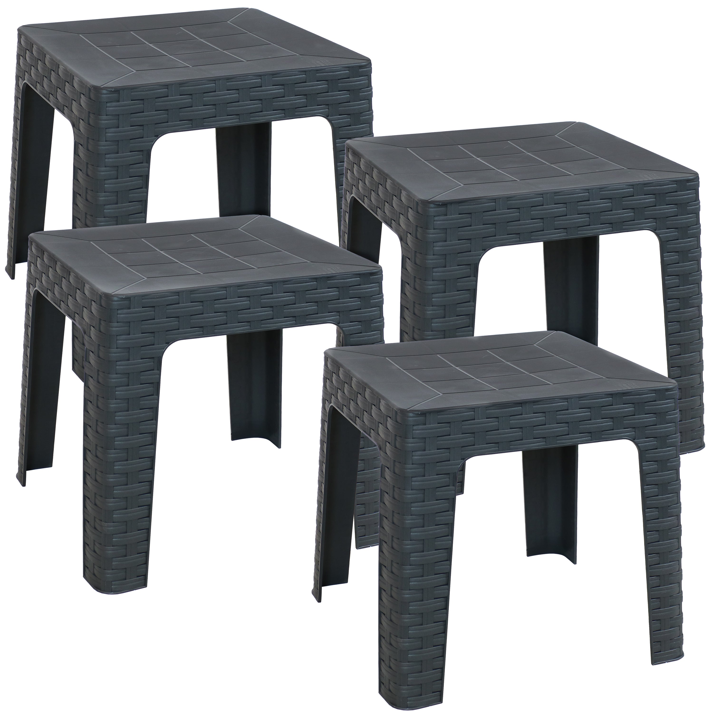 Sunnydaze 18-Inch Plastic Square Patio Side Table - Outdoor Garden Furniture for Poolside, Deck, Porch & Backyard Relaxation