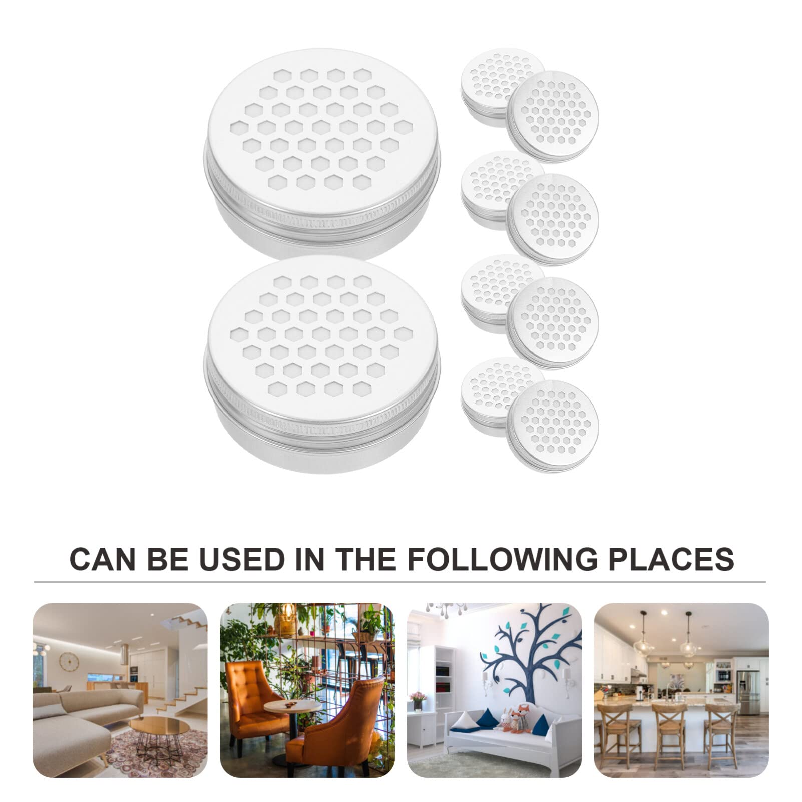 POPETPOP 10pcs 60ml Aluminum Essential Oil Diffuser Tins - Empty Aromatherapy Storage Containers with Hollow Lids, Round Travel Jars for DIY Air Fresheners, Candles & Sample Storage | Perfect for Home, Office & On-the-Go Use