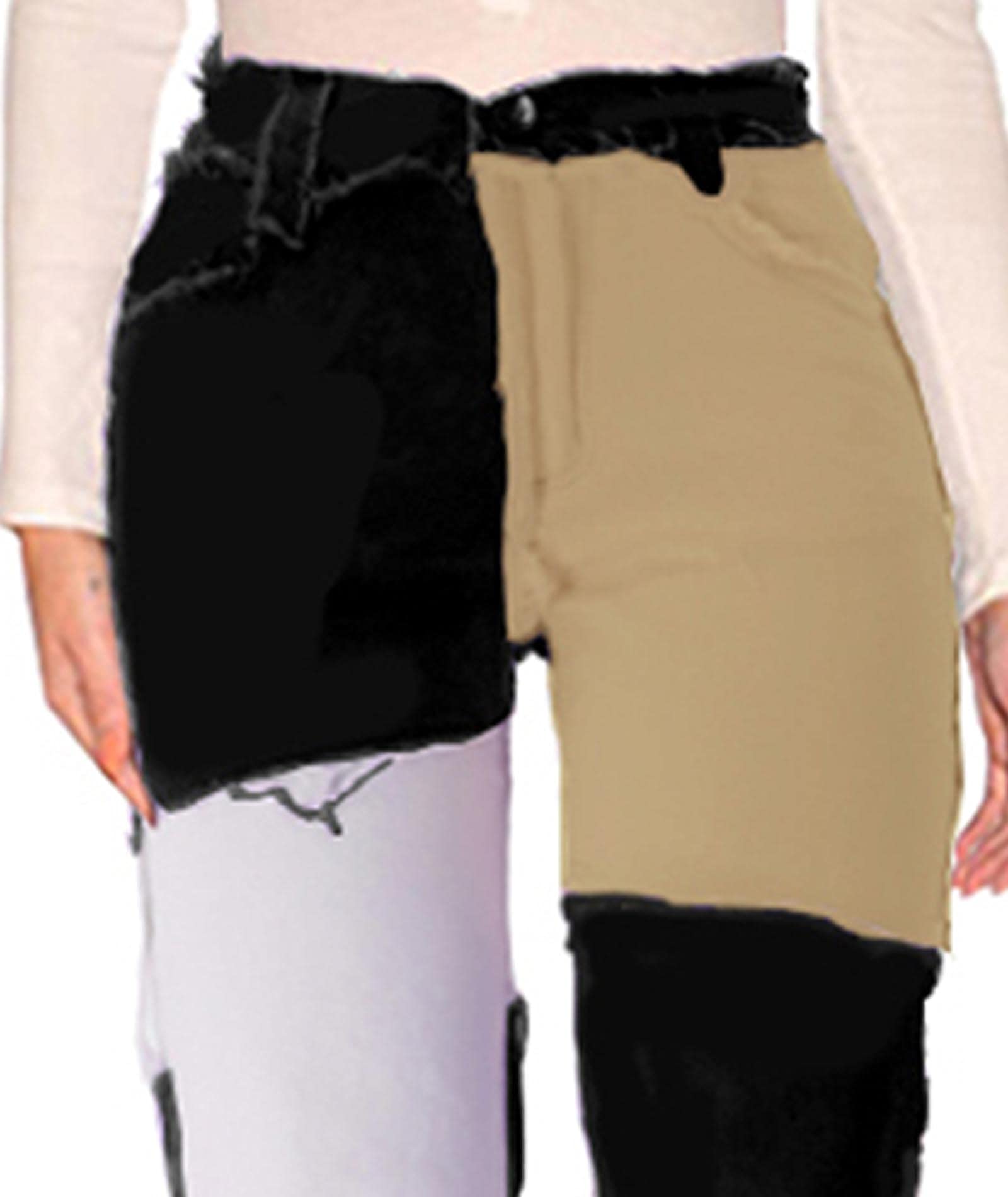 FYEARFOX Women's High Waist Patchwork Jeans - Distressed Raw Hem Denim Pants with Color Block Design | Trendy Streetwear for Casual Outfits, Parties & Daily Wear