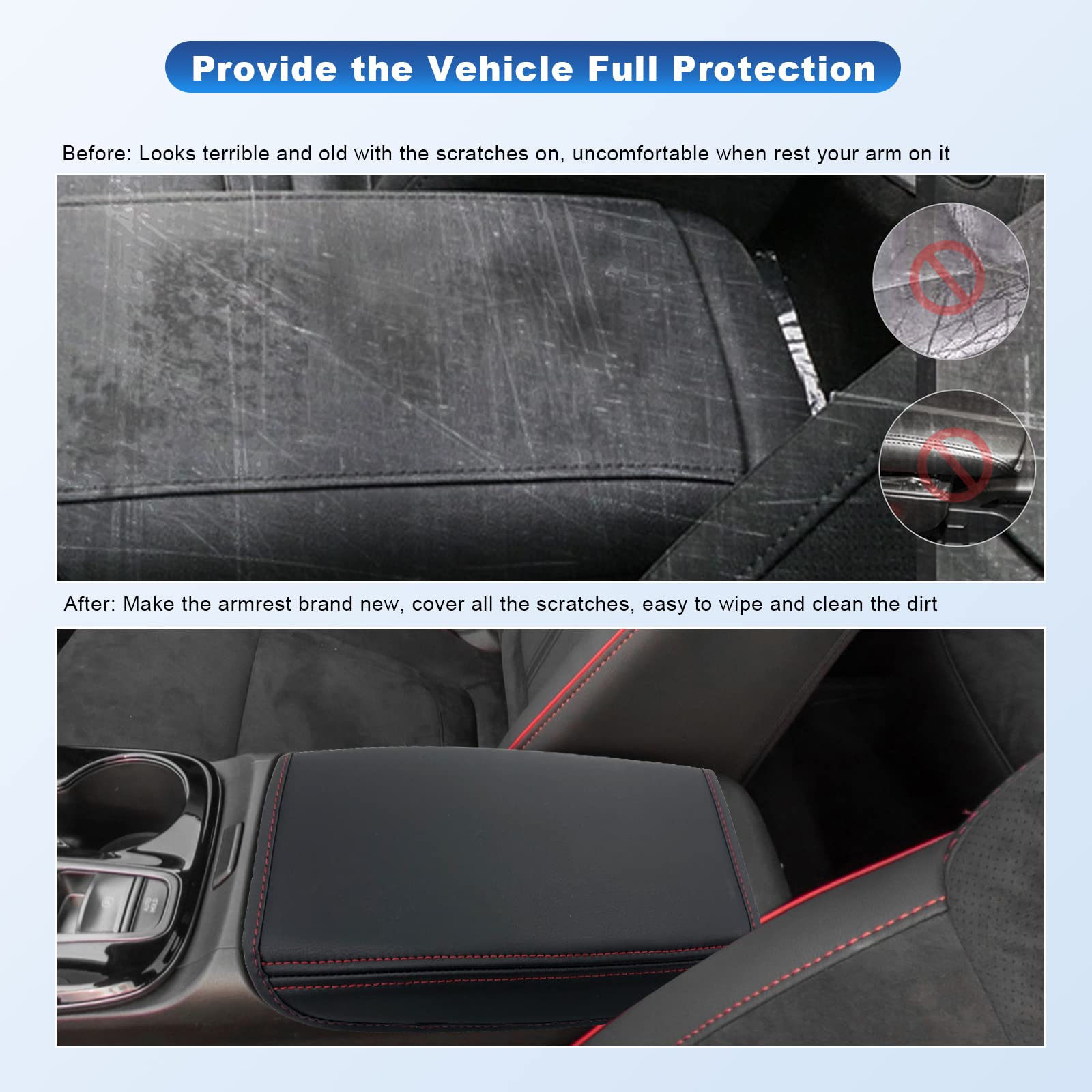 2022-2023 Santa Cruz Pickup Truck Center Console Cover - Premium Leather Armrest Protector & Seat Box Cover - Interior Accessories for Hyundai Santa Cruz (Black) - Perfect for Road Trips & Daily Commute Protection