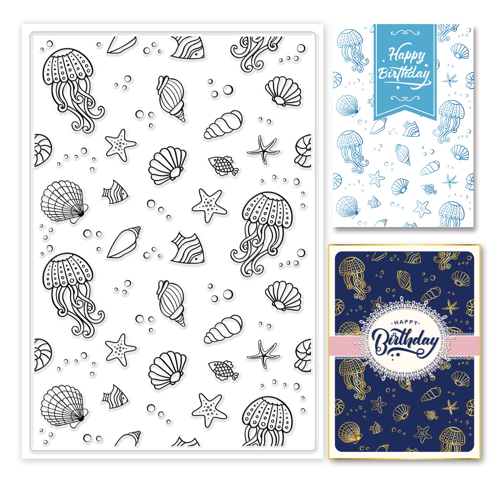 Ocean Theme Clear Silicone Stamps Set - Starfish, Shell, Conch & Jellyfish for Scrapbooking, Journaling, Birthday Cards - Perfect for DIY Crafts, Beach Party Invitations & Summer Themed Projects