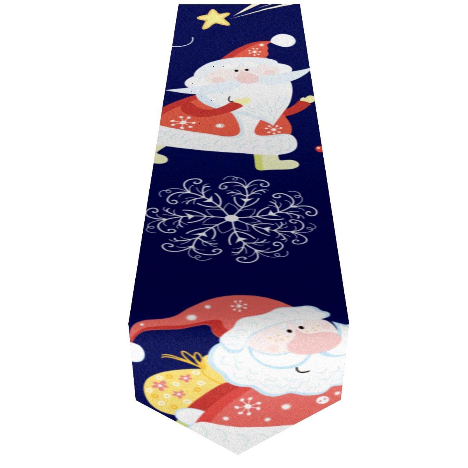 Festive Santa Christmas Table Runner & Tablecloth - Holiday Dining Decor for Coffee Tables, Dressers & Entryways - Perfect for Xmas Dinner Parties & Home Decor