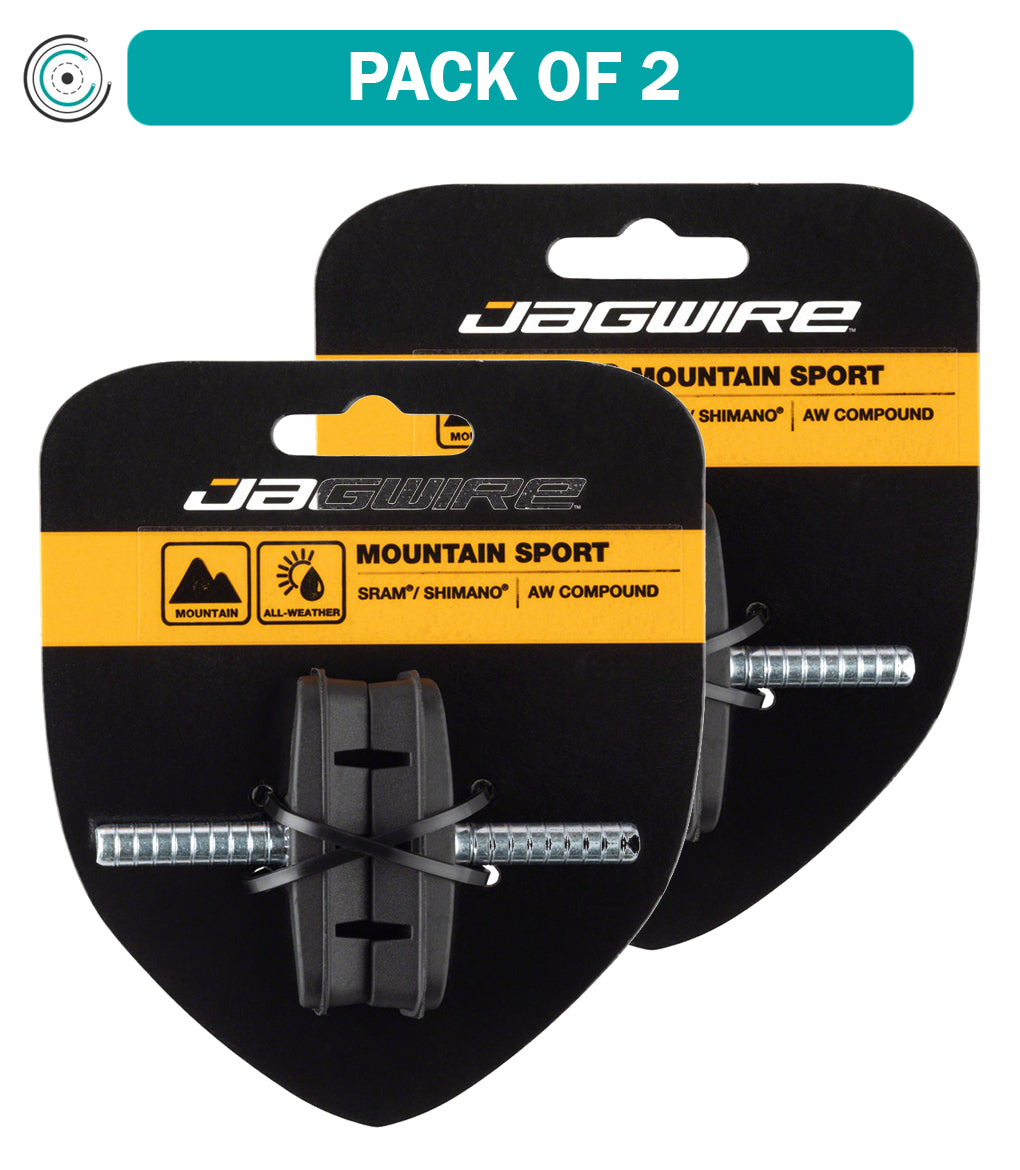 2 Pack Jagwire Mountain Sport Cantilever Brake Pads - Smooth Post 53mm AW Compound for MTB & Cyclocross Bikes | Durable Braking Performance for Trail Riding & Commuting