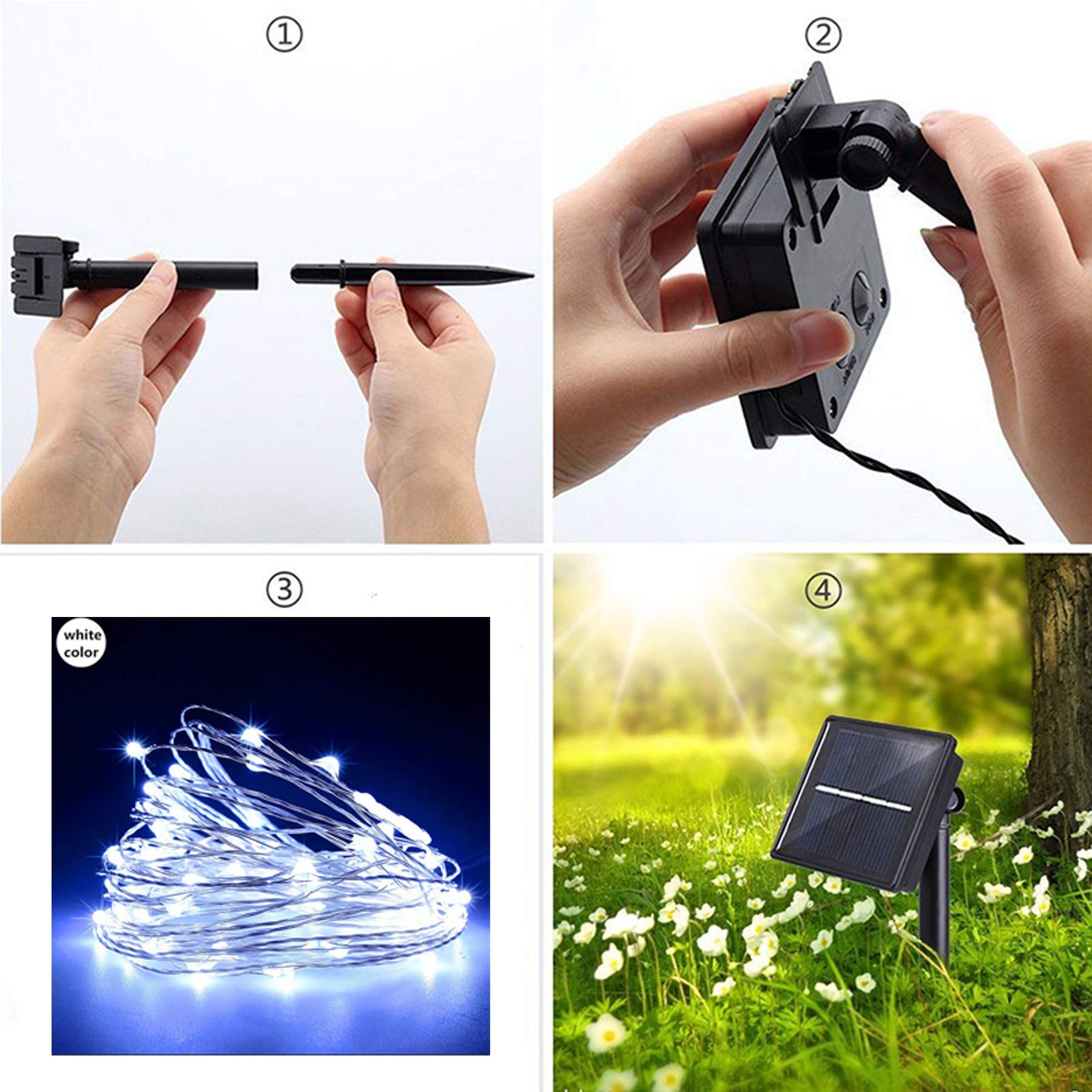 SNOMYRS 200 LED 65.6ft White Solar Fairy Lights Outdoor Waterproof - 8 Lighting Modes Solar String Lights for Backyard, Garden, Wedding, Party, Tree & Fence Decoration (Pure White) - Perfect for Patio, Christmas, Halloween & Outdoor Events