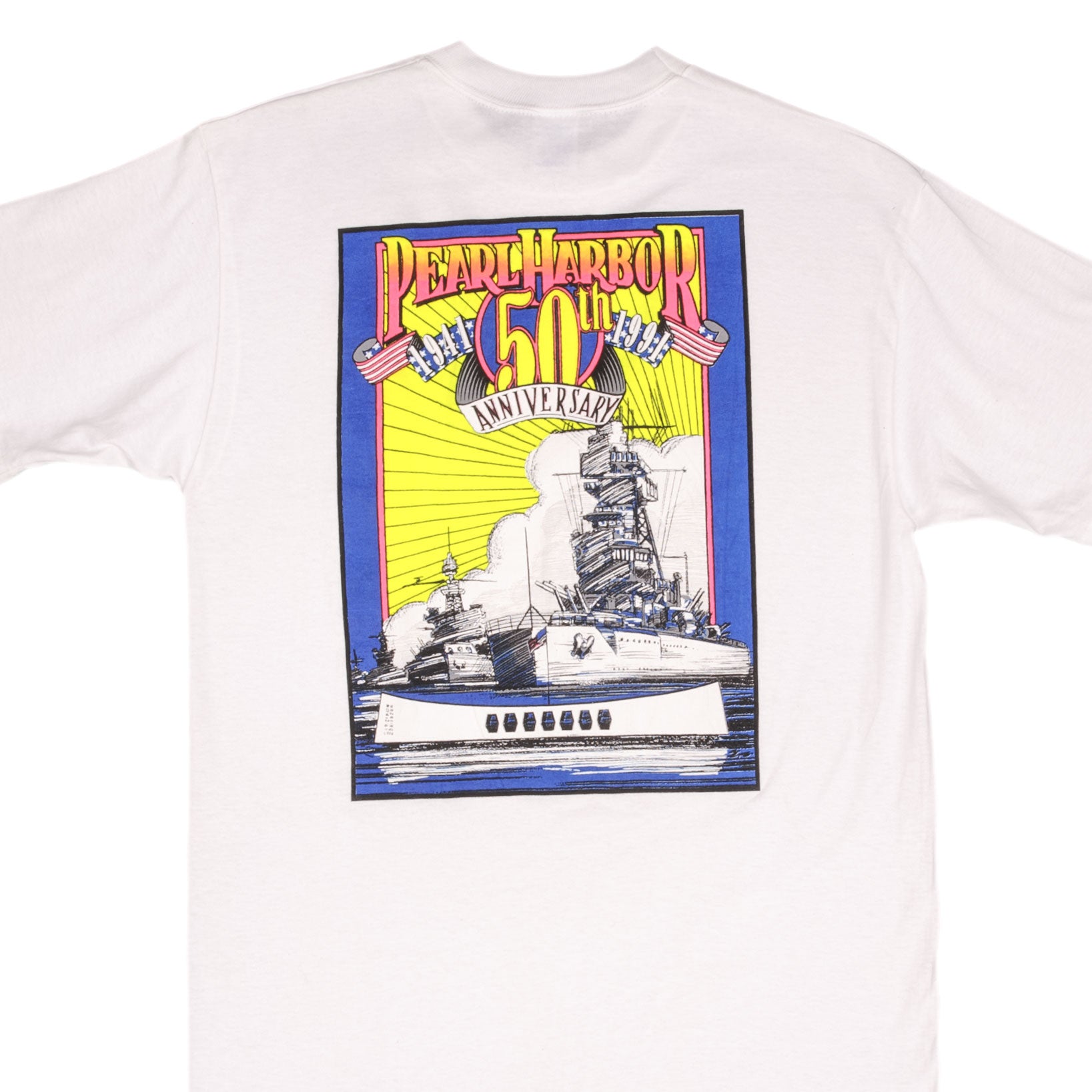 Vintage WW2 50th Anniversary Pearl Harbor Commemorative T-Shirt - 1991 Limited Edition - Medium Size - Made in USA - Military History & Patriotic Gift for Veterans Day