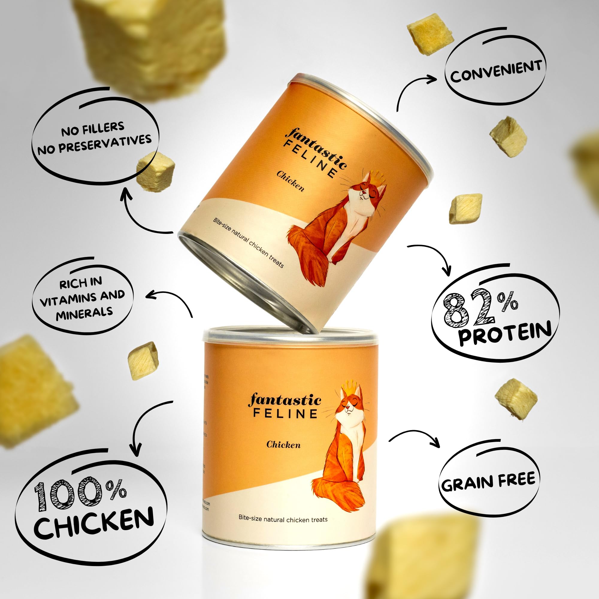 Premium Freeze-Dried Chicken Cat Treats - All-Natural, Grain-Free Snacks for Indoor & Outdoor Cats - Crunchy Bite-Sized Healthy Rewards (5.6oz) - Perfect for Training, Bonding & Dental Health