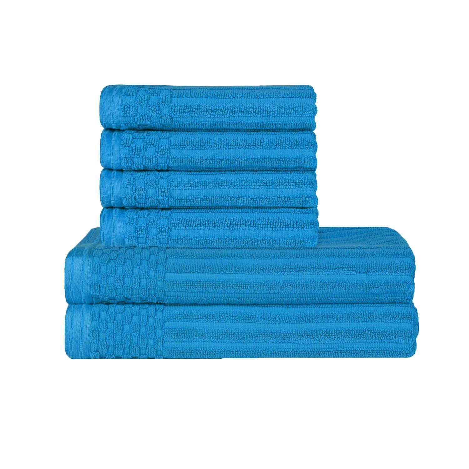 Premium Soho Ribbed Textured Cotton Bath Towel Set - Ultra Absorbent, Quick-Drying Hand & Bath Towels for Spa, Gym, and Luxury Home Use