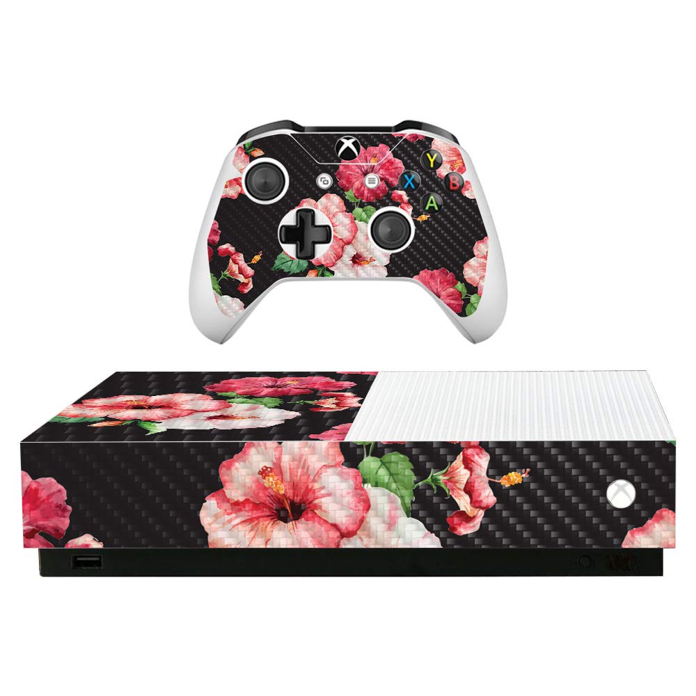 Premium Carbon Fiber Skin for Microsoft Xbox One S All-Digital Edition - Hibiscus Design | Protective & Durable Textured Cover | Easy to Apply & Remove | Made in USA | Perfect for Gaming Setups & Home Entertainment Systems