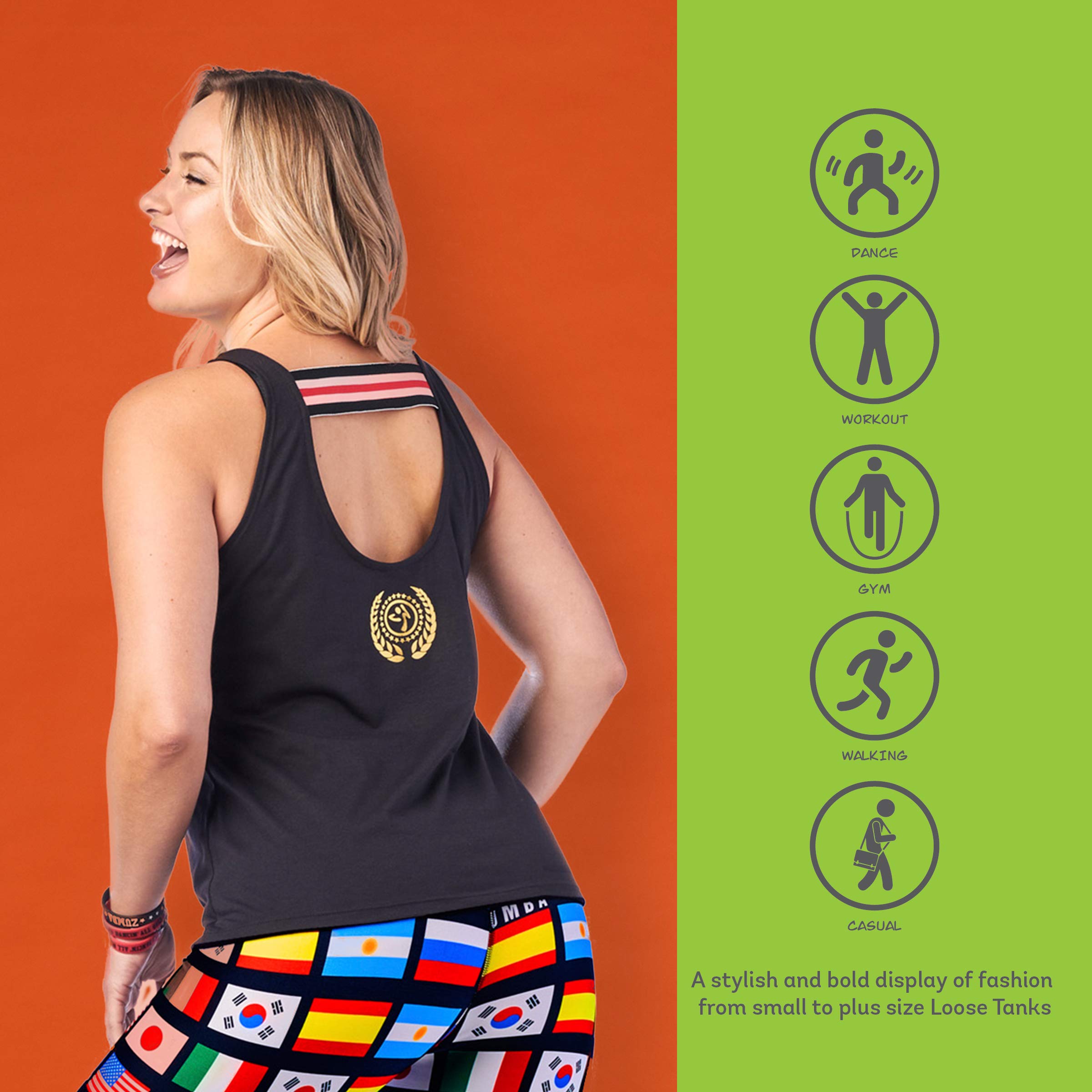 Zumba Active Backless Dance Fitness Open Back Workout Tank Tops for Women - Breathable Yoga & Gym Wear for Dance Classes & Cardio Workouts