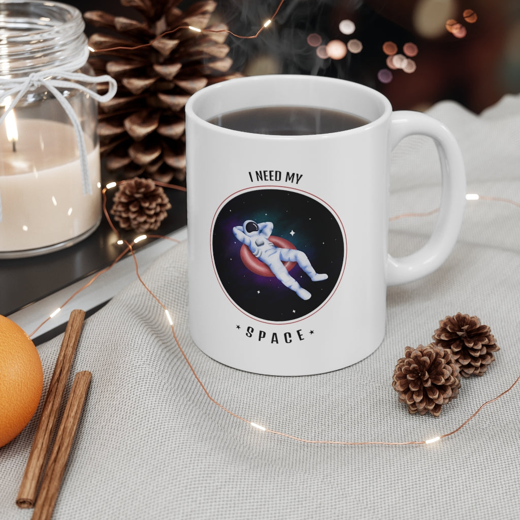 11oz Ceramic Coffee Mug with 'I Need My Space' Funny Graphic - Perfect for Office, Home, or Gifts