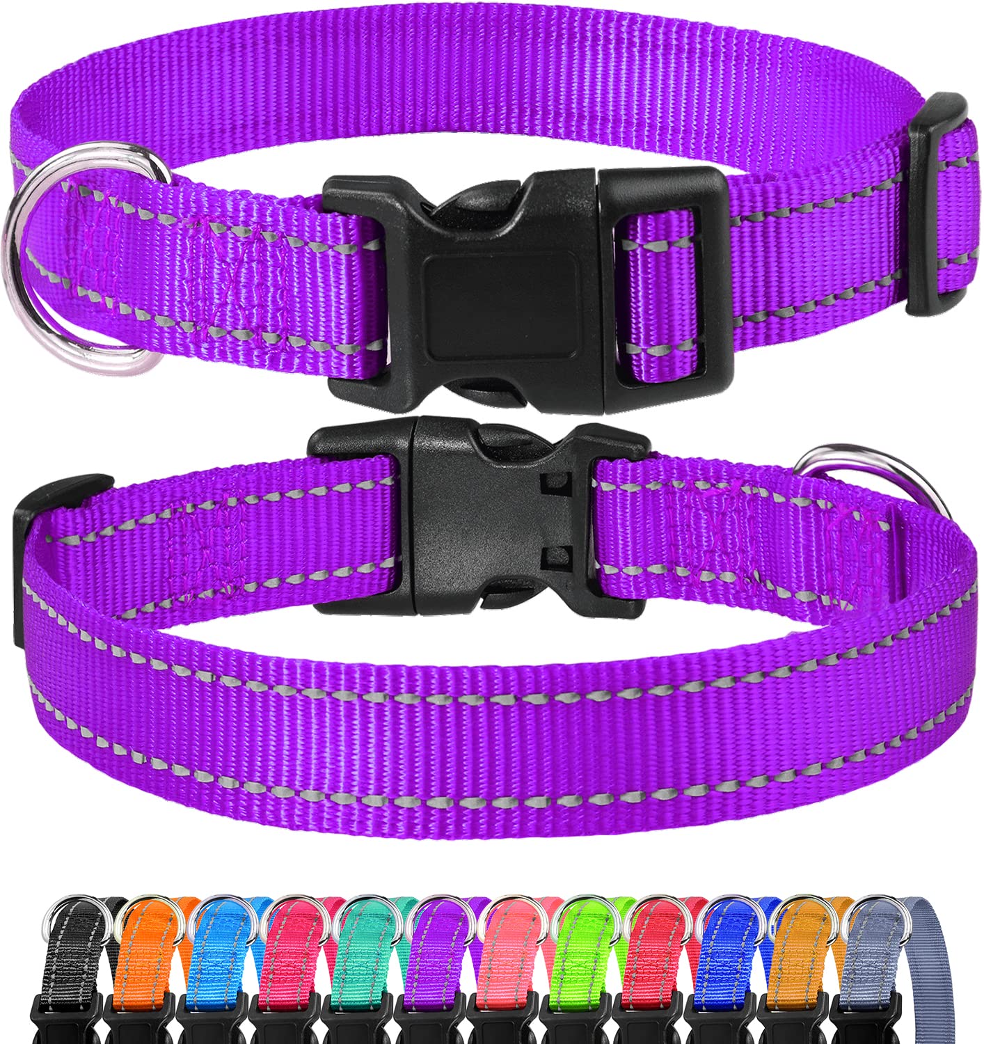 Reflective Nylon Dog Collar with Quick Release Buckle - Adjustable Puppy Collar for Small Dogs (5/8