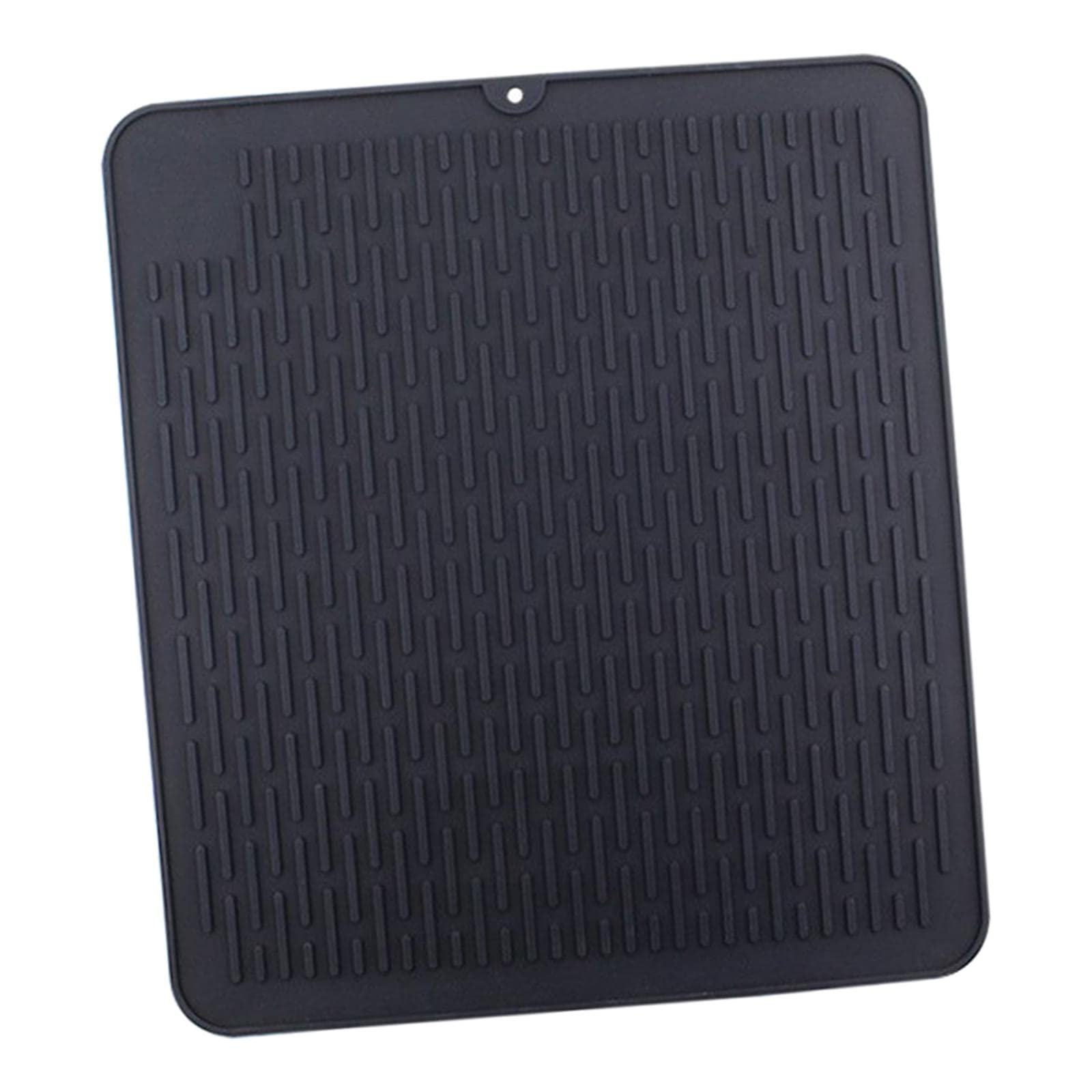 Heat Resistant Silicone Dish Drying Mat - 45x40cm Waterproof Kitchen Drain Pad & Pot Holder - Perfect for Countertop Protection, Drying Dishes, and Hot Cookware Handling (Black)