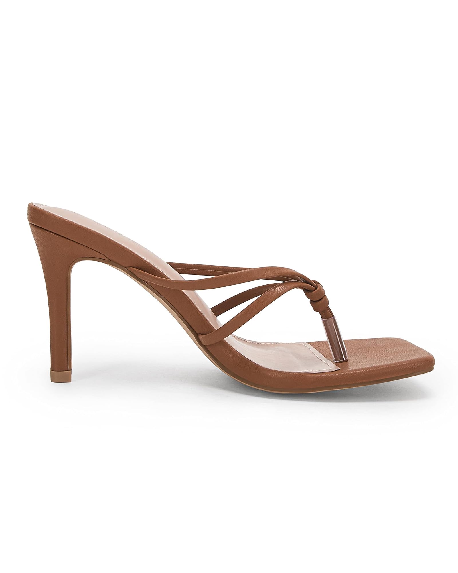 **Coutgo Women's Strappy Square Toe Heeled Sandals - Fashion Stiletto Flip Flops for Summer Outfits & Beach Parties**