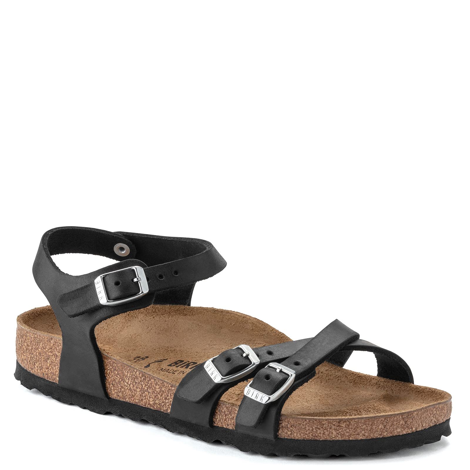 Birkenstock Unisex-Adult Granada SFB Sandals with Ankle Strap | Black Oil Leather | Comfortable & Durable for Walking, Travel & Casual Wear