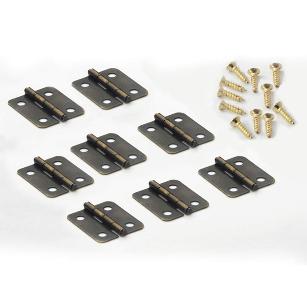 Healifty 20pcs 1:12 Scale Miniature Hinges for Dollhouse Furniture - Bronze Cabinet & Closet Hardware with 80 Screws - Perfect for DIY Dollhouse, Miniature Models, and Craft Projects