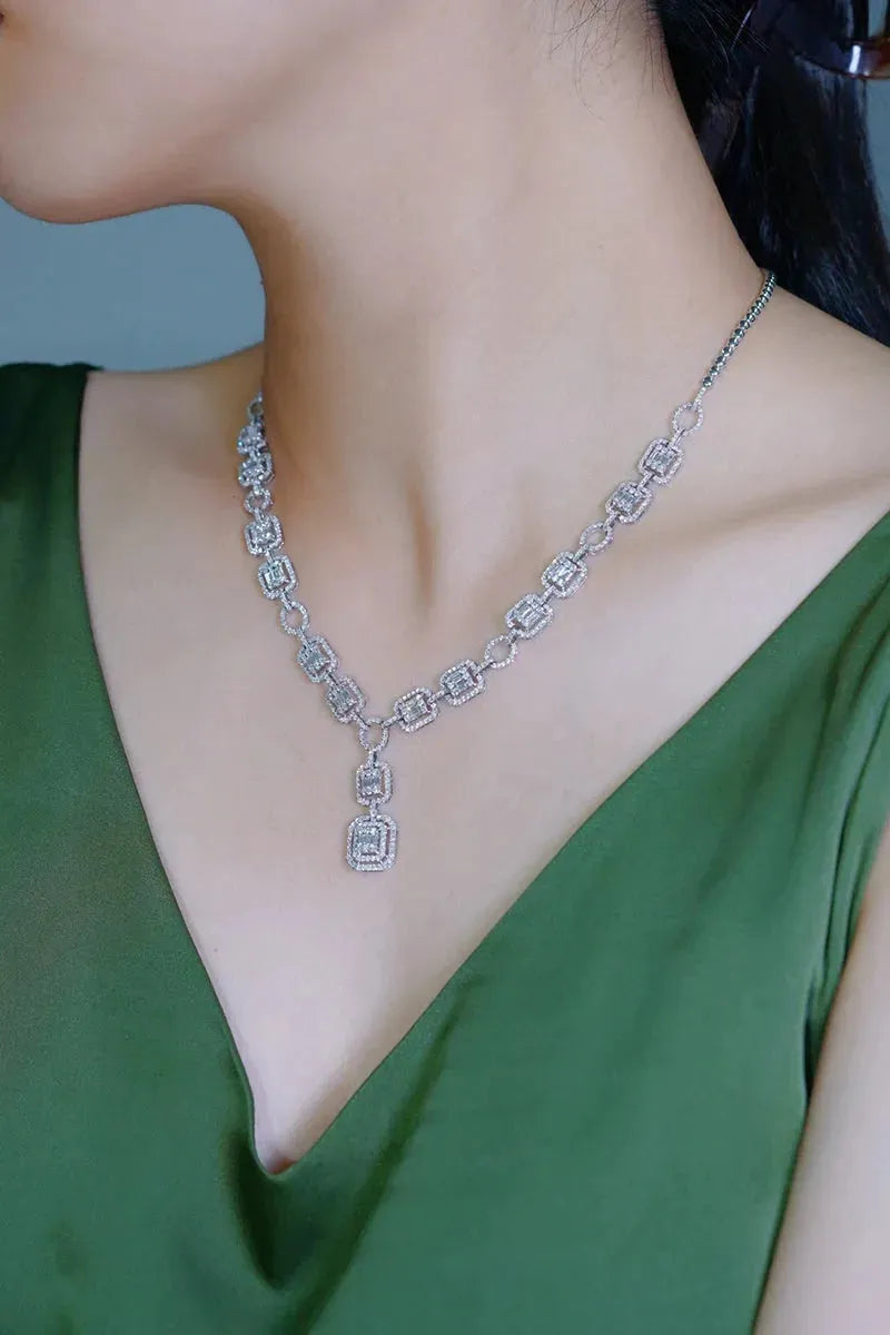 18K White Gold Diamond Necklace for Women - 4.0 Carat Real Natural Diamond Luxury Pendant - Elegant Party & Evening Jewelry for Weddings, Anniversaries, Gifts & Special Occasions