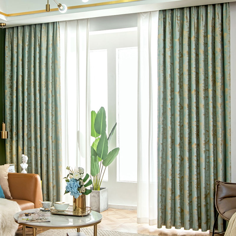 Zara Velvet Embossed Blackout Thermal Insulated Curtains - Green Luxury Window Drapes for Bedroom & Living Room, Noise Reducing & Energy Saving Home Decor