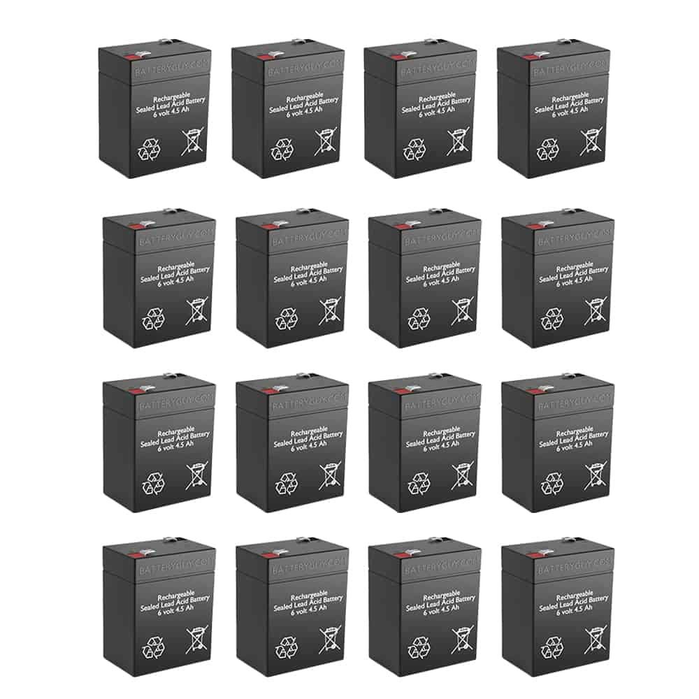 6V 4.5Ah Rechargeable SLA Batteries - BG-645F1 (16 Pack) - Perfect for Emergency Lights, Security Systems & Power Backup Devices