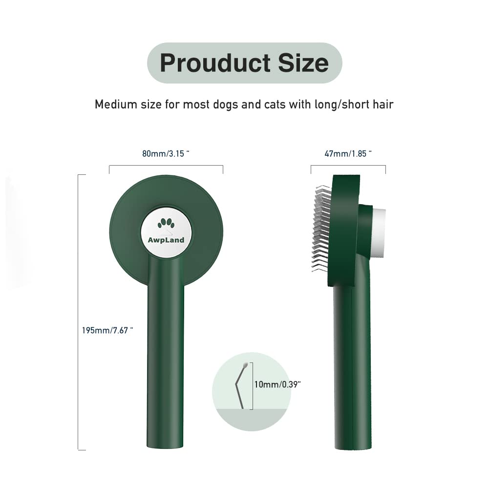 Self-Cleaning Deshedding Dog Brush with Release Button - Grooming Brush for Small Pets to Remove Loose Hair, Mats & Tangles - Perfect for Bath Time & Daily Brushing at Home