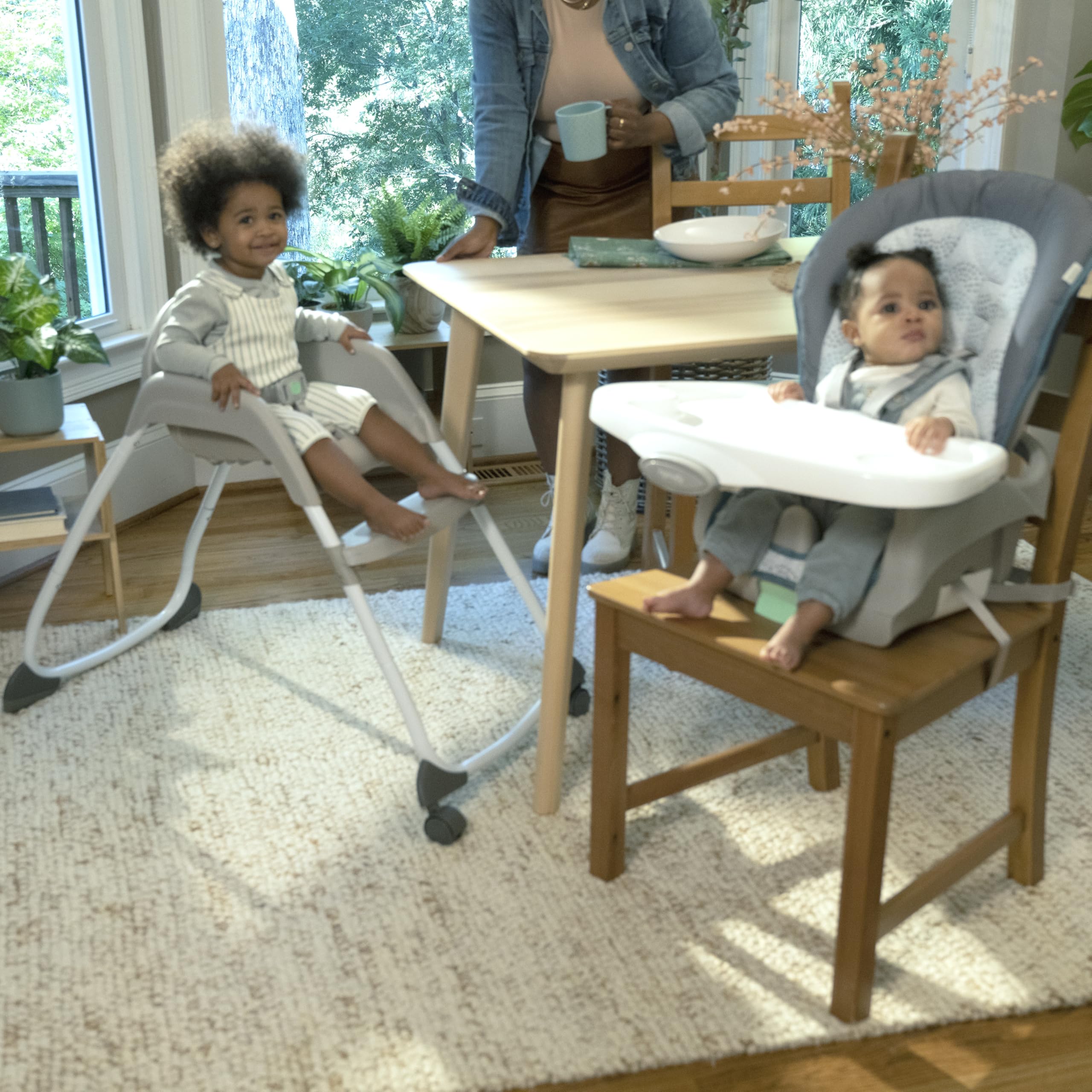 Ingenuity 6-in-1 Convertible High Chair for Babies & Toddlers (0-5 Years) - 6 Adjustable Modes, 2 Dishwasher-Safe Trays, Astro Design (Model 13108) - Perfect for Feeding, Learning & Playtime at Home or Daycare