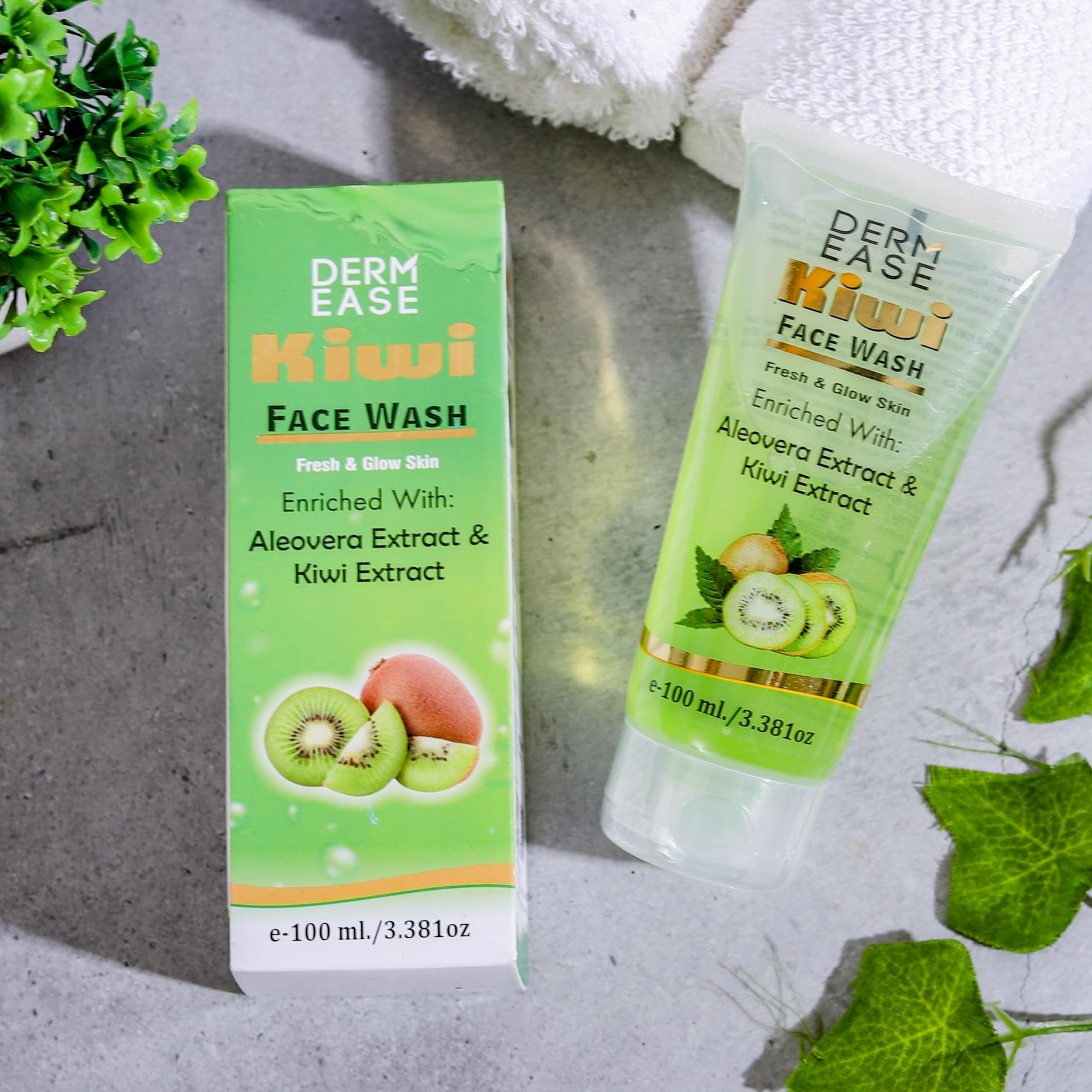 DERM EASE Kiwi Face Wash 100ml - Gentle Cleanser for All Skin Types | Soap-Free, Paraben-Free, No Harsh Chemicals | Removes Dirt & Excess Oil | Perfect for Daily Skincare Routine & Travel (Pack of 1)