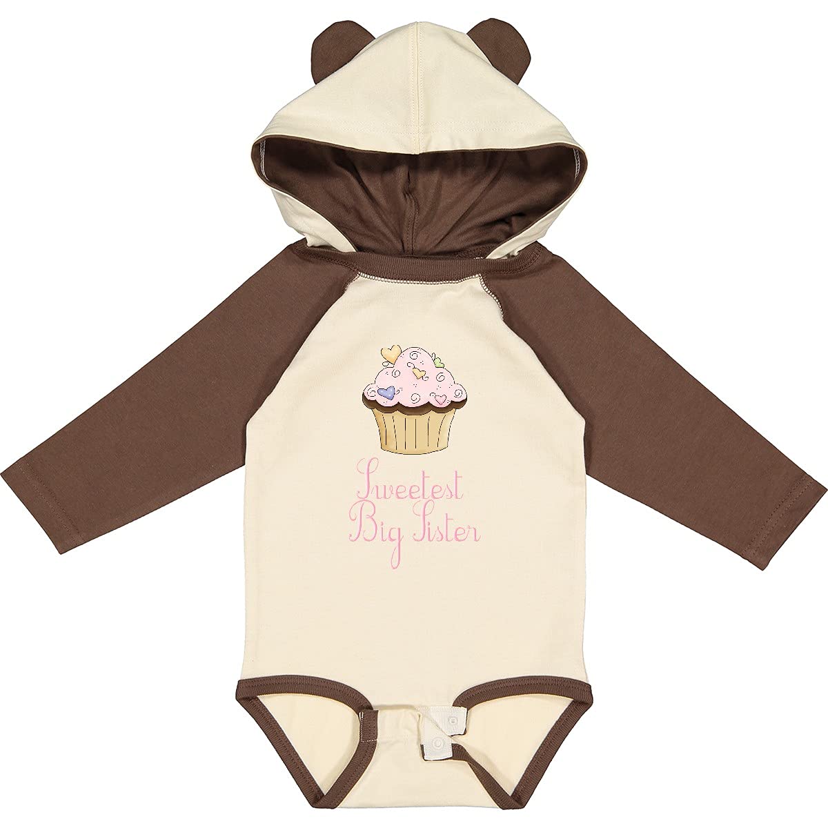 Inktastic Sweetest Big Sister Long Sleeve Baby Bodysuit - Soft Cotton Creeper for Newborn & Infant - Perfect Sibling Matching Outfit for Family Photos & Special Occasions