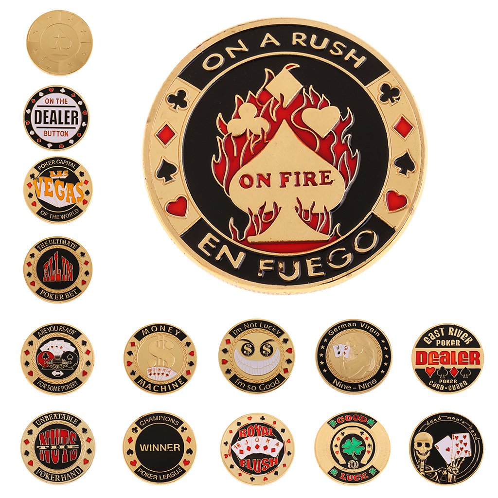 Premium Metal Poker Chips Press Card Set - Green Casino Style Banker Chips for Poker Games, Blackjack, Texas Hold'em & Home Game Nights - Durable Poker Accessories & Collectible Souvenirs