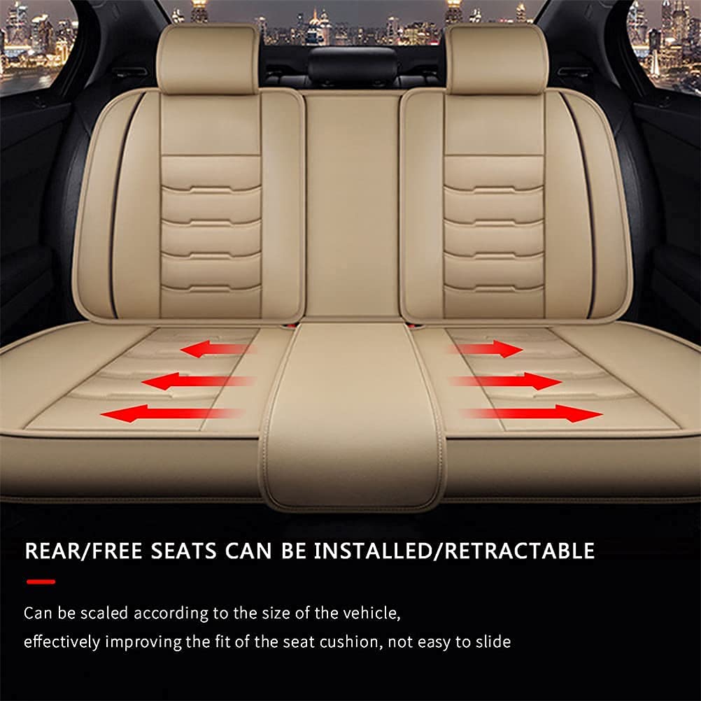 Premium PU Leather Front & Rear Seat Covers for Hyundai Santa Cruz - Comfortable, Durable & Wear-Resistant Beige Car Seat Protectors - Perfect for Daily Commute, Road Trips & Outdoor Adventures