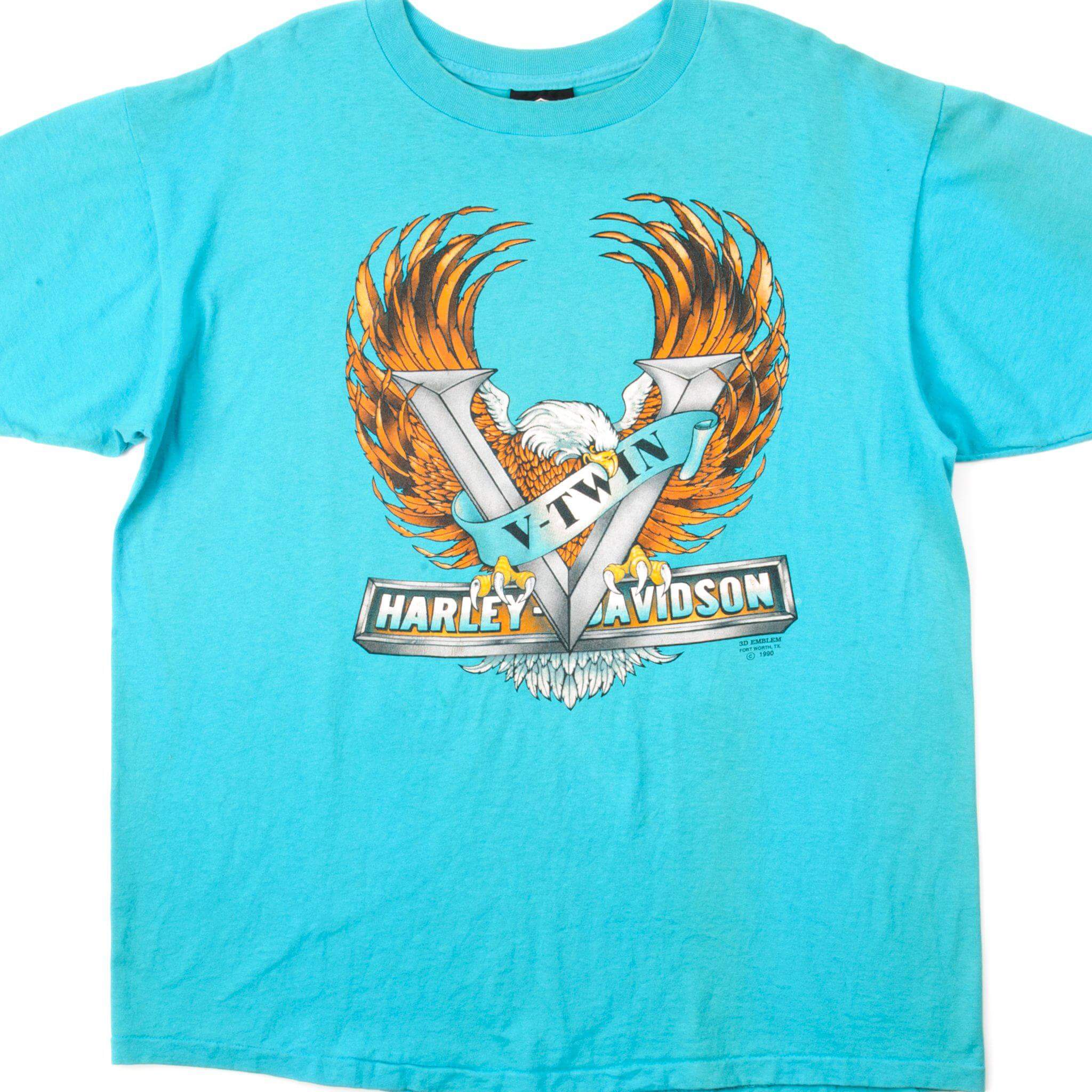 Vintage 3D Emblem Harley Davidson T-Shirt 1990s Retro Motorcycle Tee - XL Size - Made in USA - Perfect for Biker Events & Casual Wear