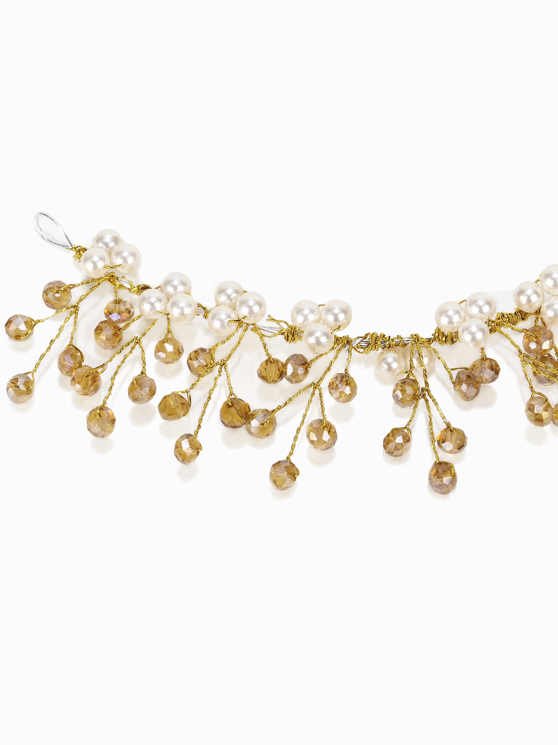 FIMBUL Pearl Yellow Crystal Hair Vine Headpiece - Bridal Headdress & Hair Pins for Women and Girls - Perfect for Weddings, Proms, and Special Occasions