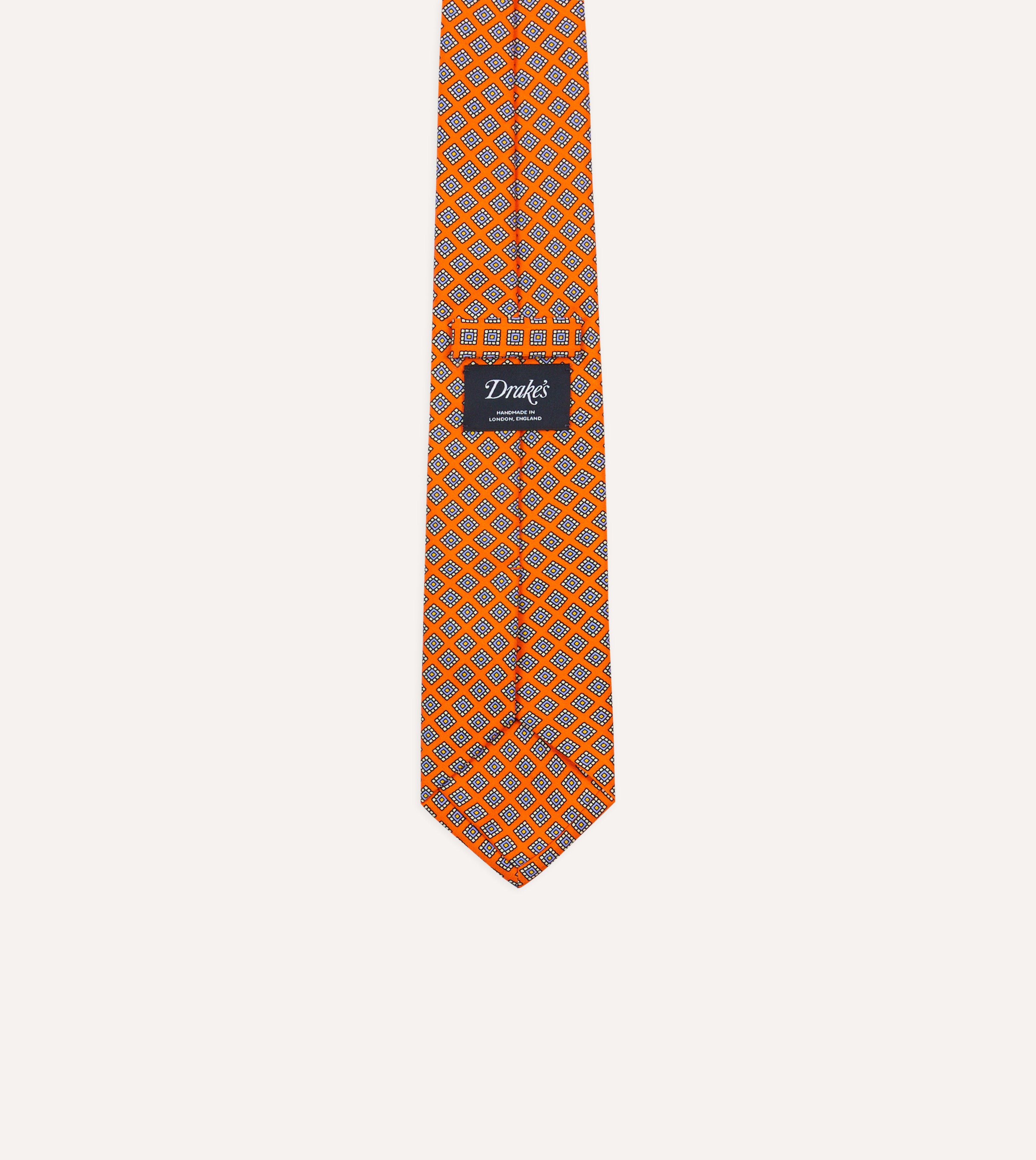 Premium Orange Square Medallion Self-Tipped Silk Tie for Men - Elegant Business & Formal Wear Accessory for Weddings, Office & Special Occasions