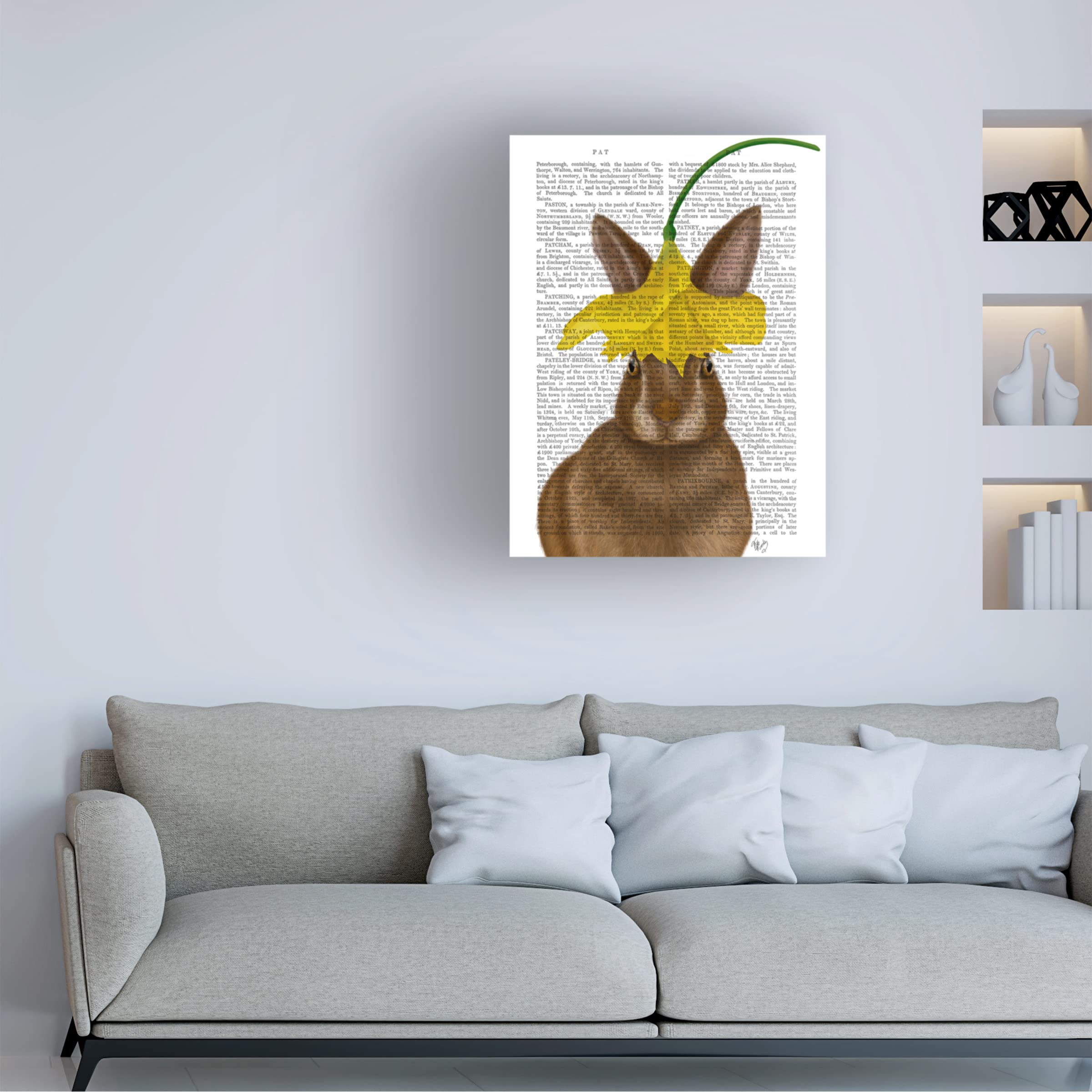 Trademark Fine Art 'Daffodil Rabbit Book Print' Canvas Wall Art by Fab Funky - Perfect for Nursery, Kids Room Decor & Spring Home Decor