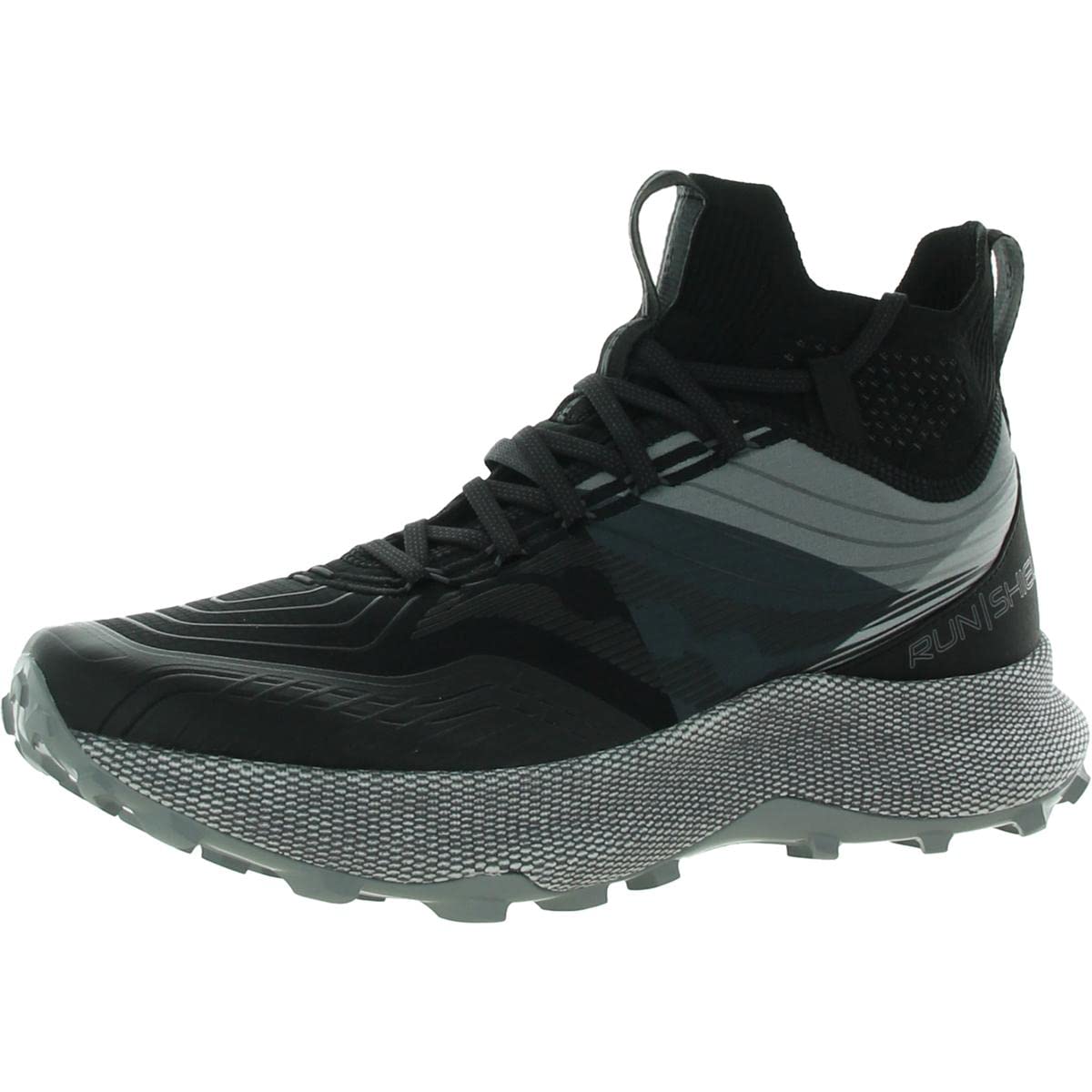 Saucony Men's Endorphin Mid Performance Hiking Shoes - Black, Size 12.5 Medium (D) | Lightweight & Durable for Outdoor Adventures, Trail Running & Hiking