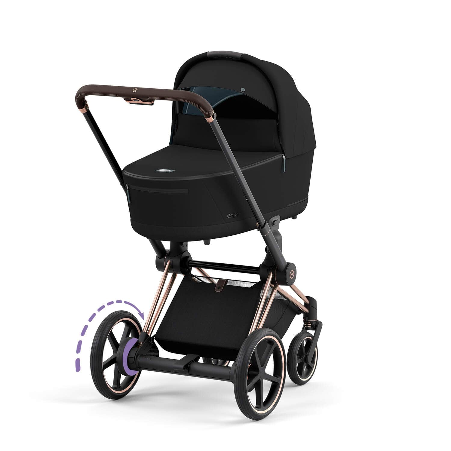 Cybex ePriam 2 Complete Stroller - Rose Gold & Brown Luxury Baby Stroller with All-Wheel Suspension | Perfect for City Walks, Shopping & Travel