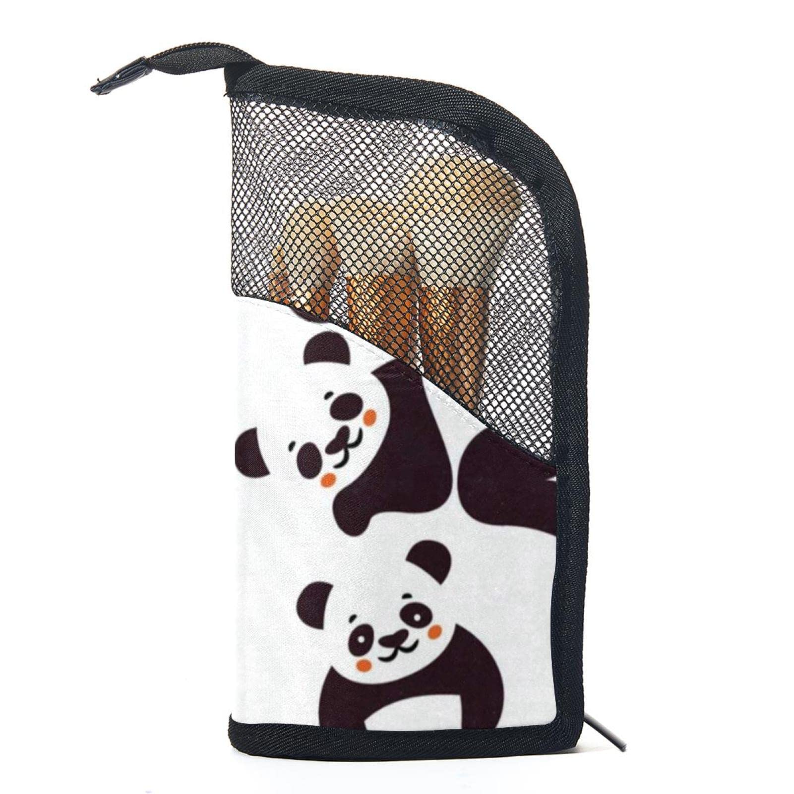 Portable Makeup Brush Organizer Bag with 12 Slots - Cute Panda Design Cosmetic Brush Holder Case for Travel & Home Storage | Perfect for Makeup Artists & Beauty Enthusiasts