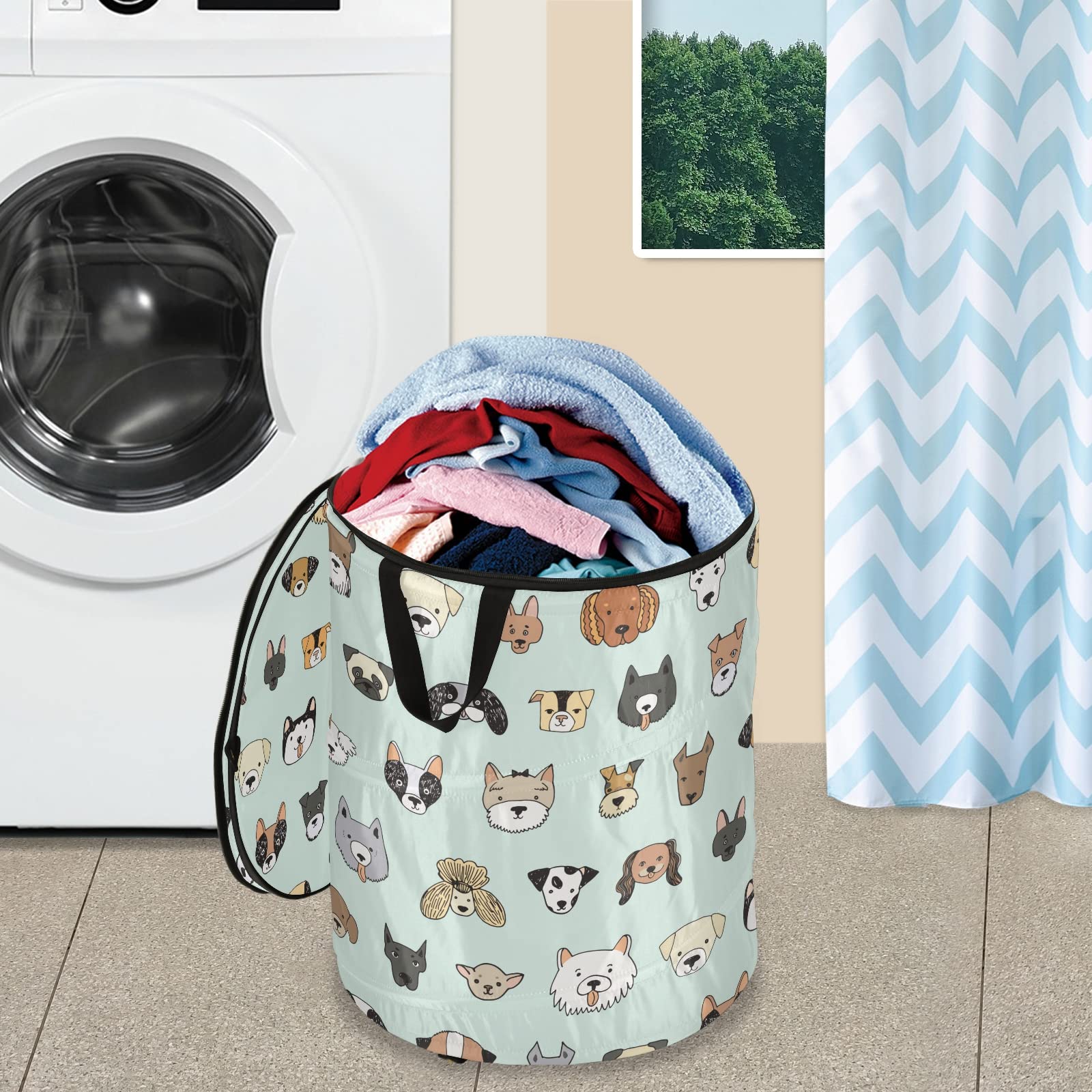 Susiyo 50L Pop-Up Laundry Hamper with Lid - Foldable Storage Basket for Clothes, Toys & Organization | Zipper Closure & Carry Handles | Perfect for Bathroom, Dorm, Nursery & Kids Room Storage Solutions