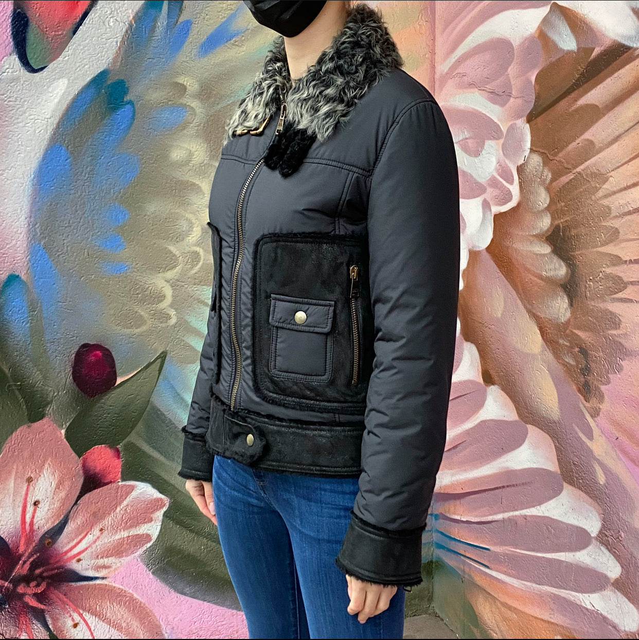 Dolce & Gabbana Women's Shearling Nylon Zip Jacket - Size IT42 (US 6) | Luxury Winter Coat for Fashionable Outfits & Cold Weather Protection