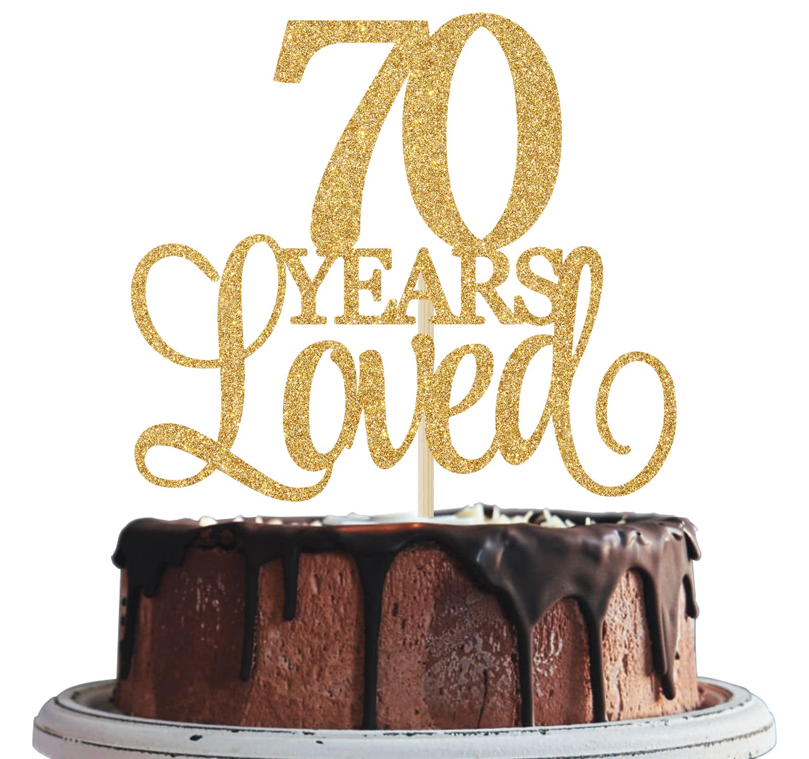 70th Birthday Cake Topper - Gold Glitter 'Cheers to 70 Years' Decor for Anniversary & Wedding Celebrations - Perfect for Milestone Parties and Special Occasions