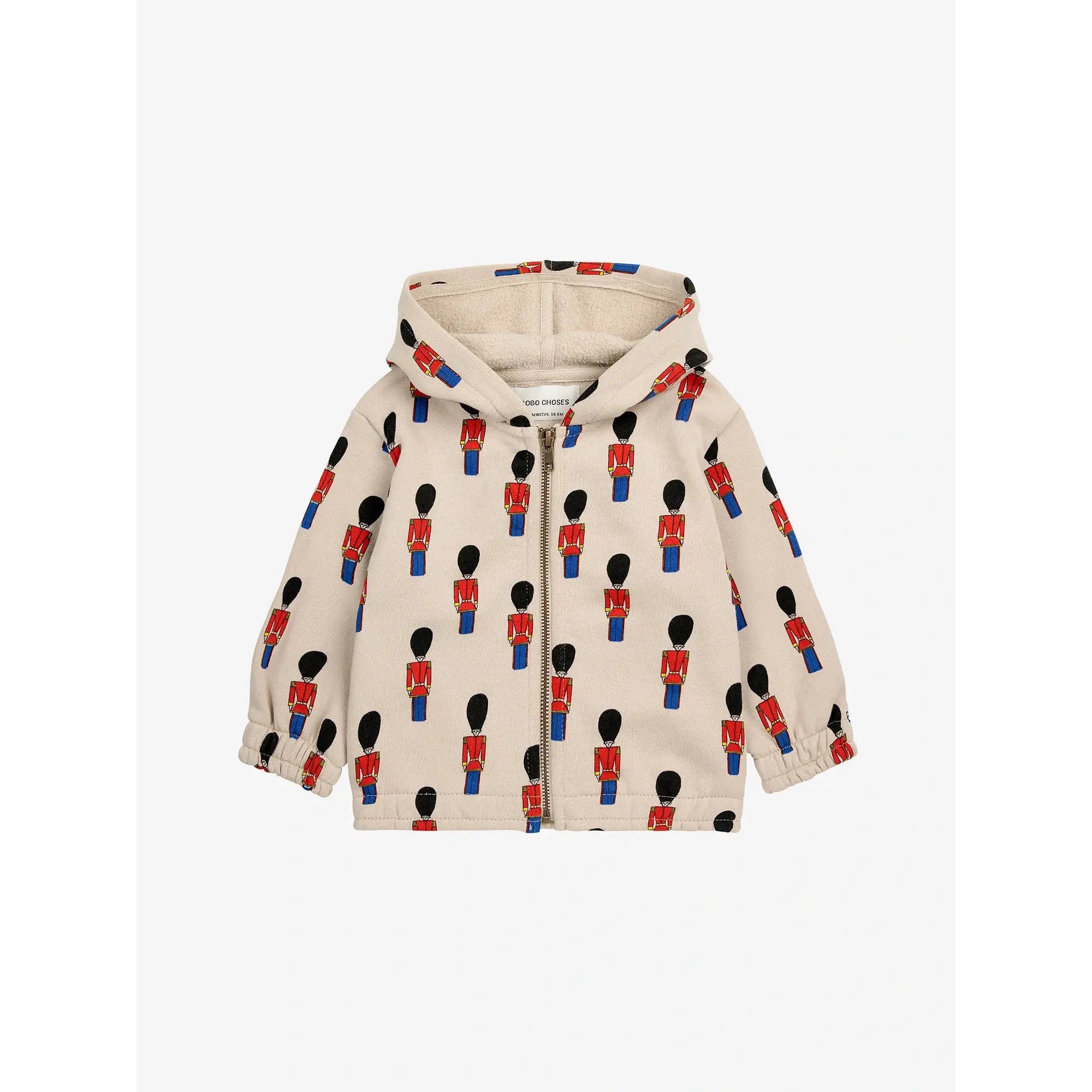 Bobo Choses Baby Boys' Little Tin Soldiers Print Zipped Sweatshirt - Off White | Cozy Pullover for Playdates & Outdoor Adventures
